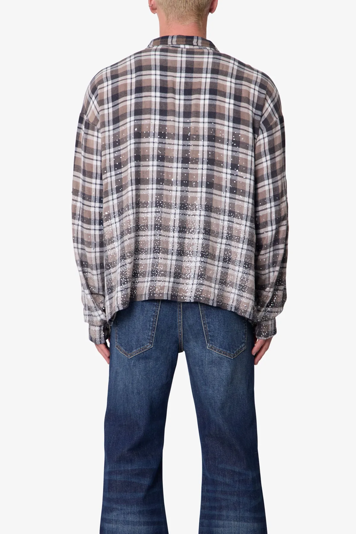Rhinestone Flannel Shirt - Brown sold by MNML product image thumbnail 5