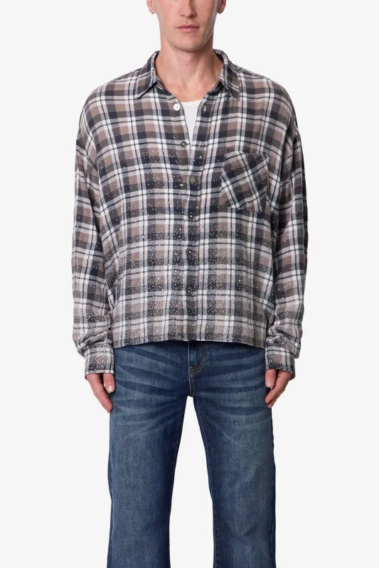 Rhinestone Flannel Shirt - Brown made by MNML