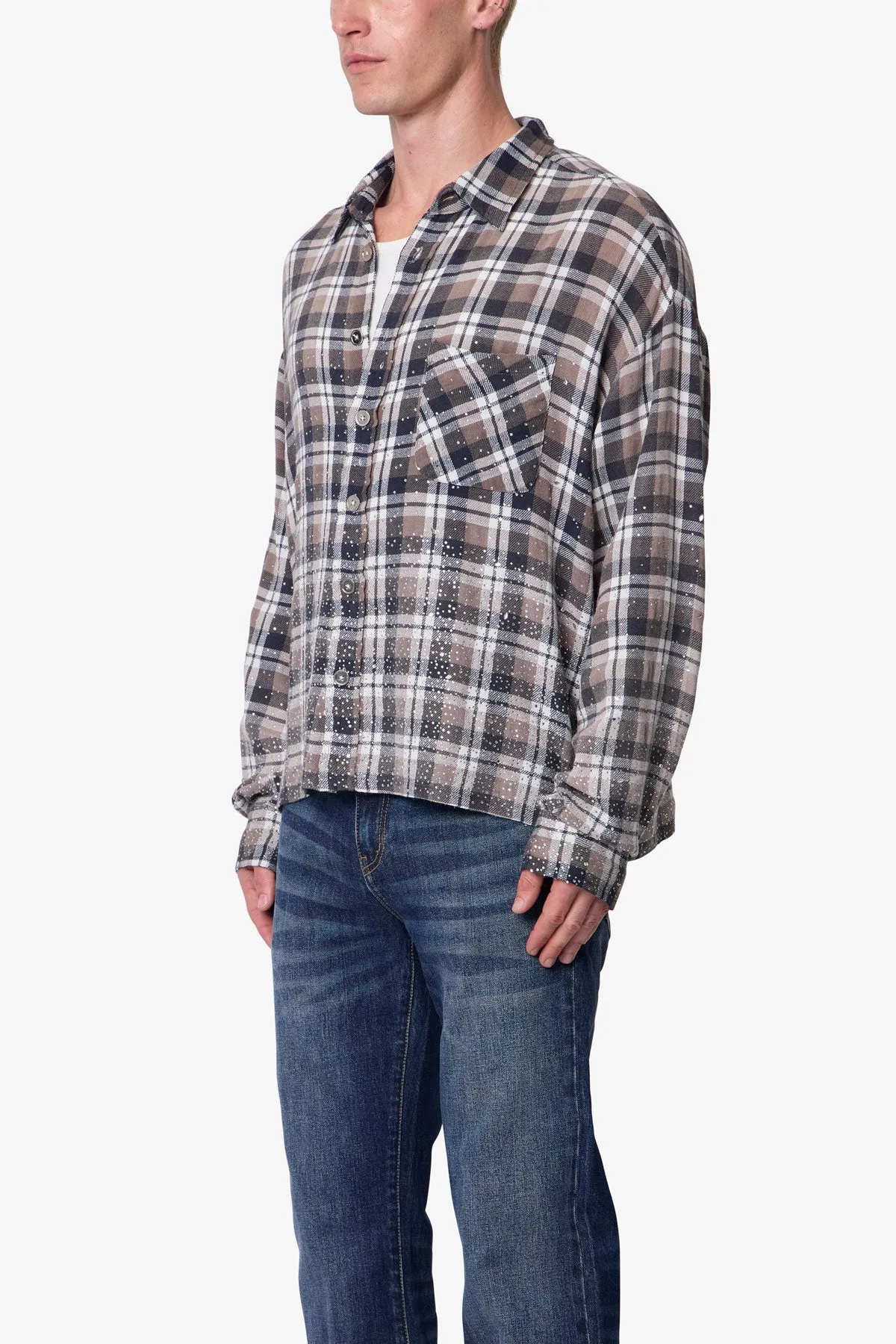 Rhinestone Flannel Shirt - Brown sold by MNML product image thumbnail 3