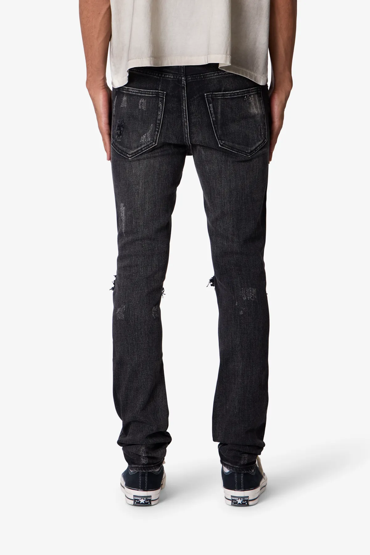 Skinny Distressed Moto Denim - Black sold by MNML product image thumbnail 5