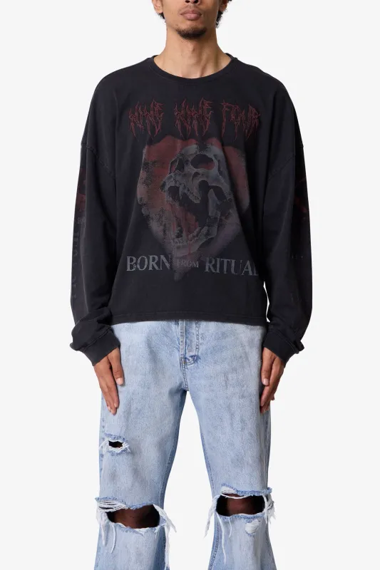 Born From Ritual L/S Tee - Washed Black made by MNML