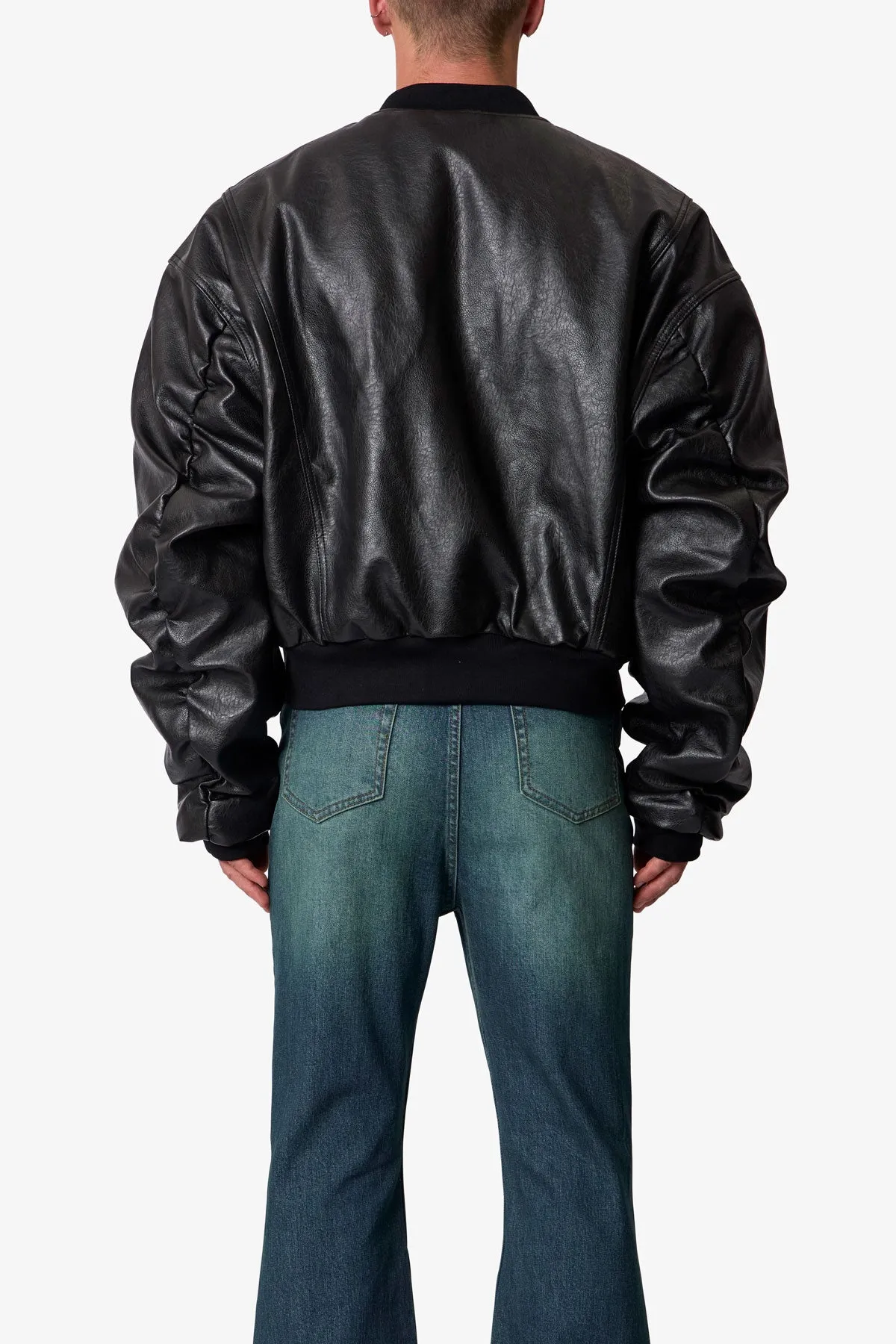 Leather Oversized Bomber Jacket - Black sold by MNML product image thumbnail 5