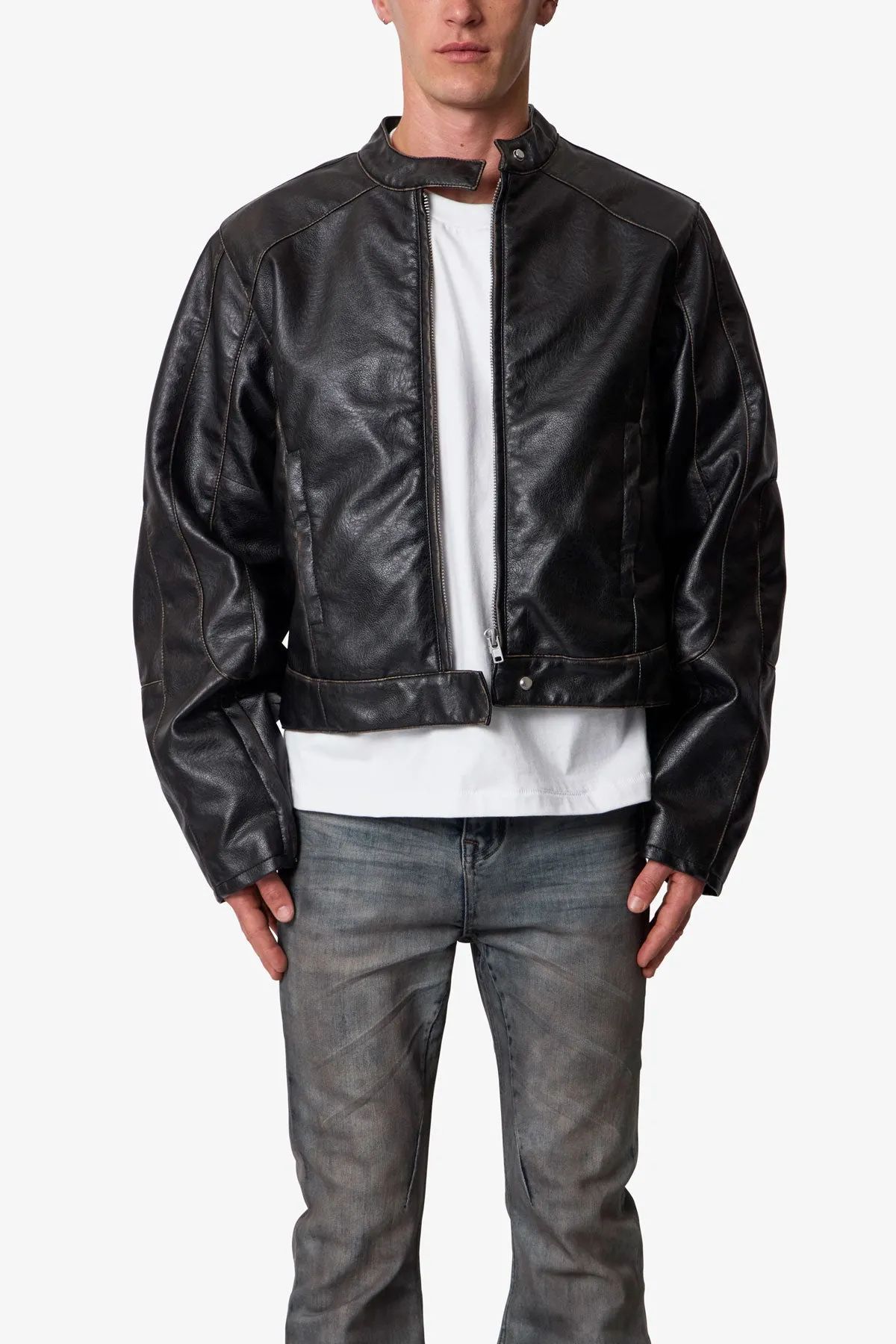 Leather Moto Jacket - Black sold by MNML product image thumbnail 2