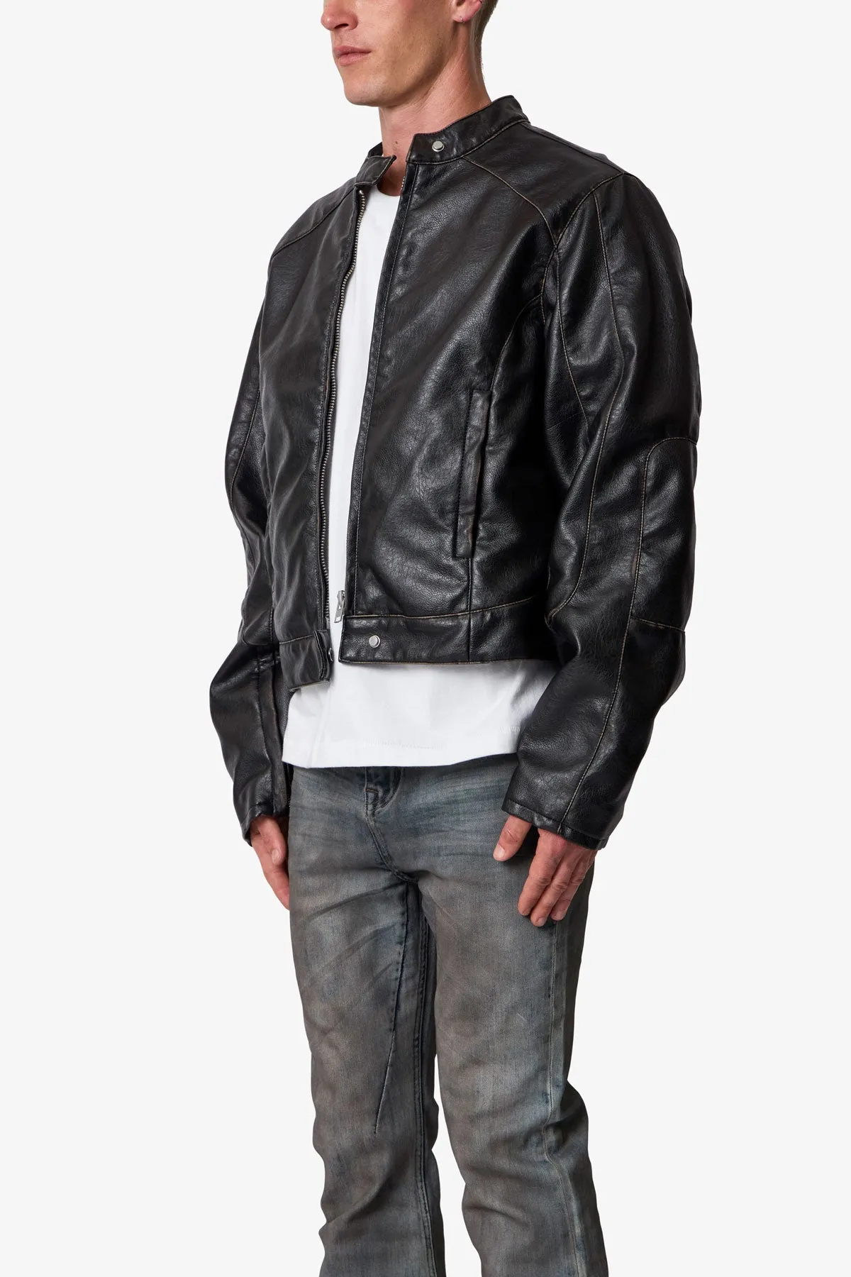 Leather Moto Jacket - Black sold by MNML product image thumbnail 3