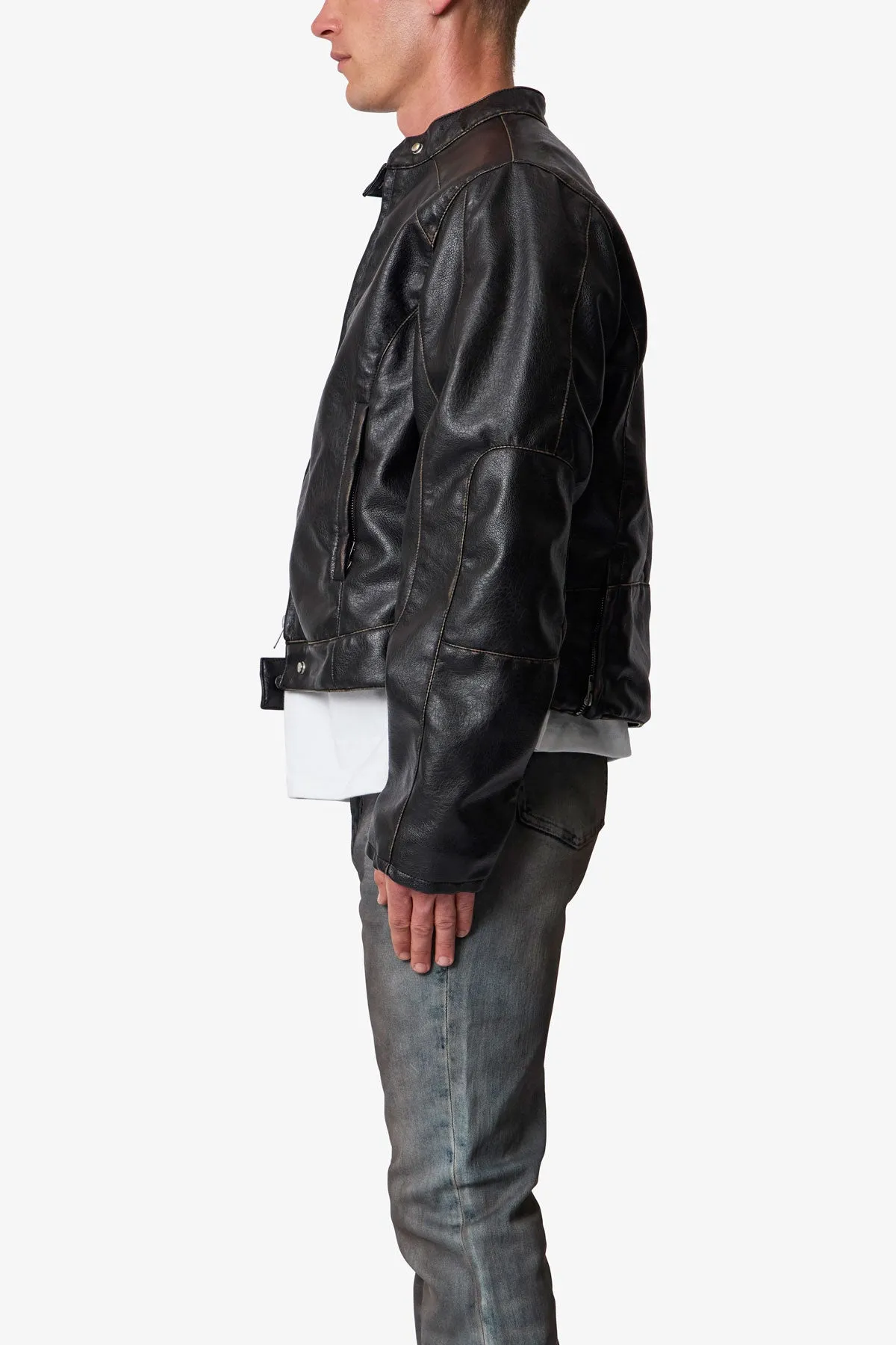 Leather Moto Jacket - Black sold by MNML product image thumbnail 4