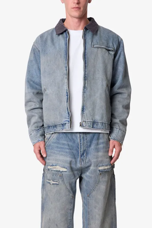 Quilted Lined Work Jacket - Vintage Blue made by MNML