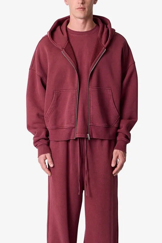 Zip Hoodie - Washed Maroon made by MNML