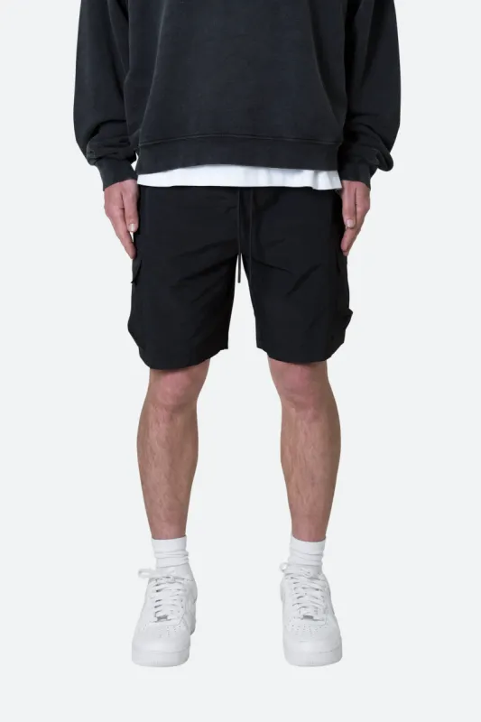 Nylon Side Cargo Shorts - Black sold by MNML