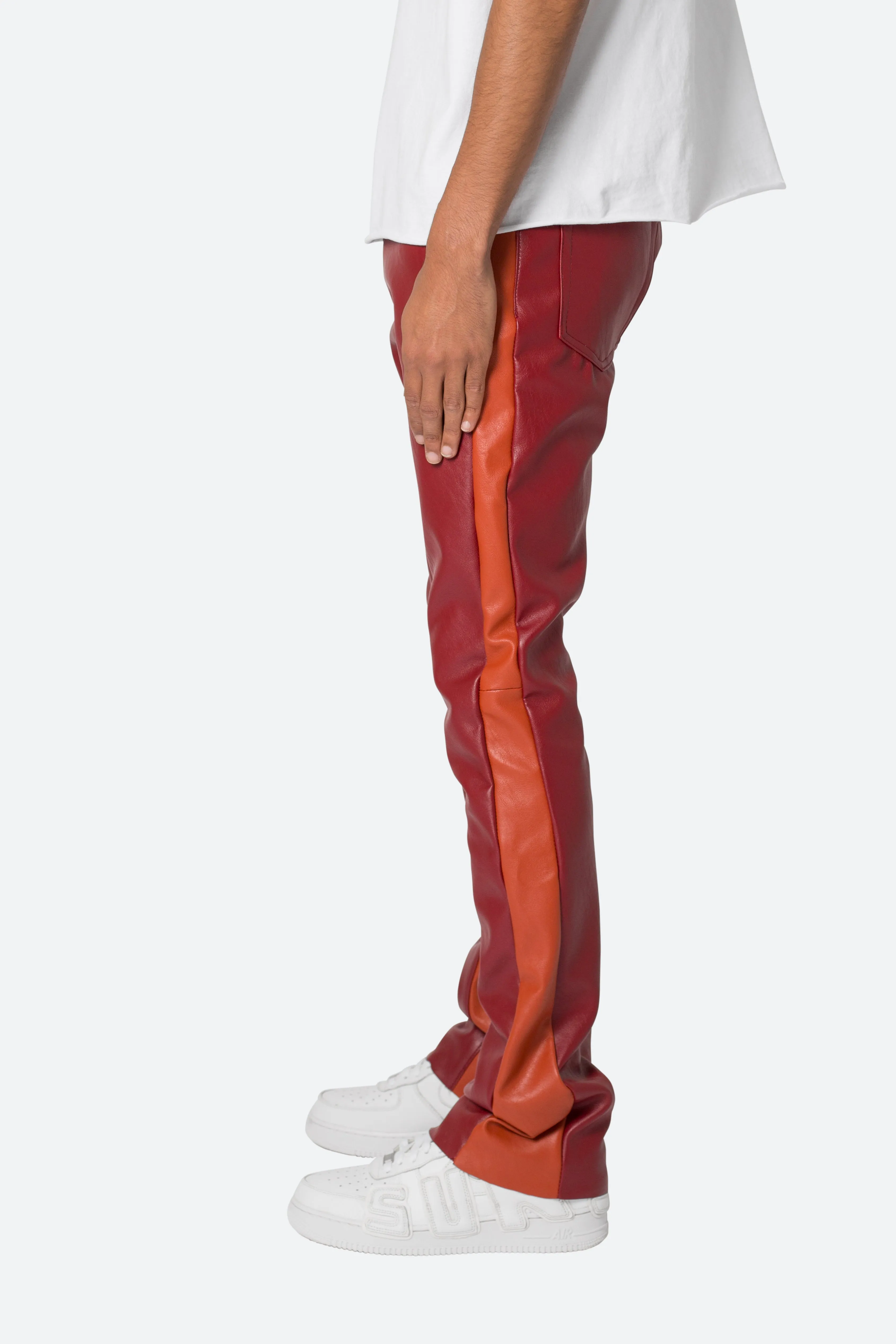 B518 Leather Flare Pants - Red/Orange sold by MNML product image thumbnail 5