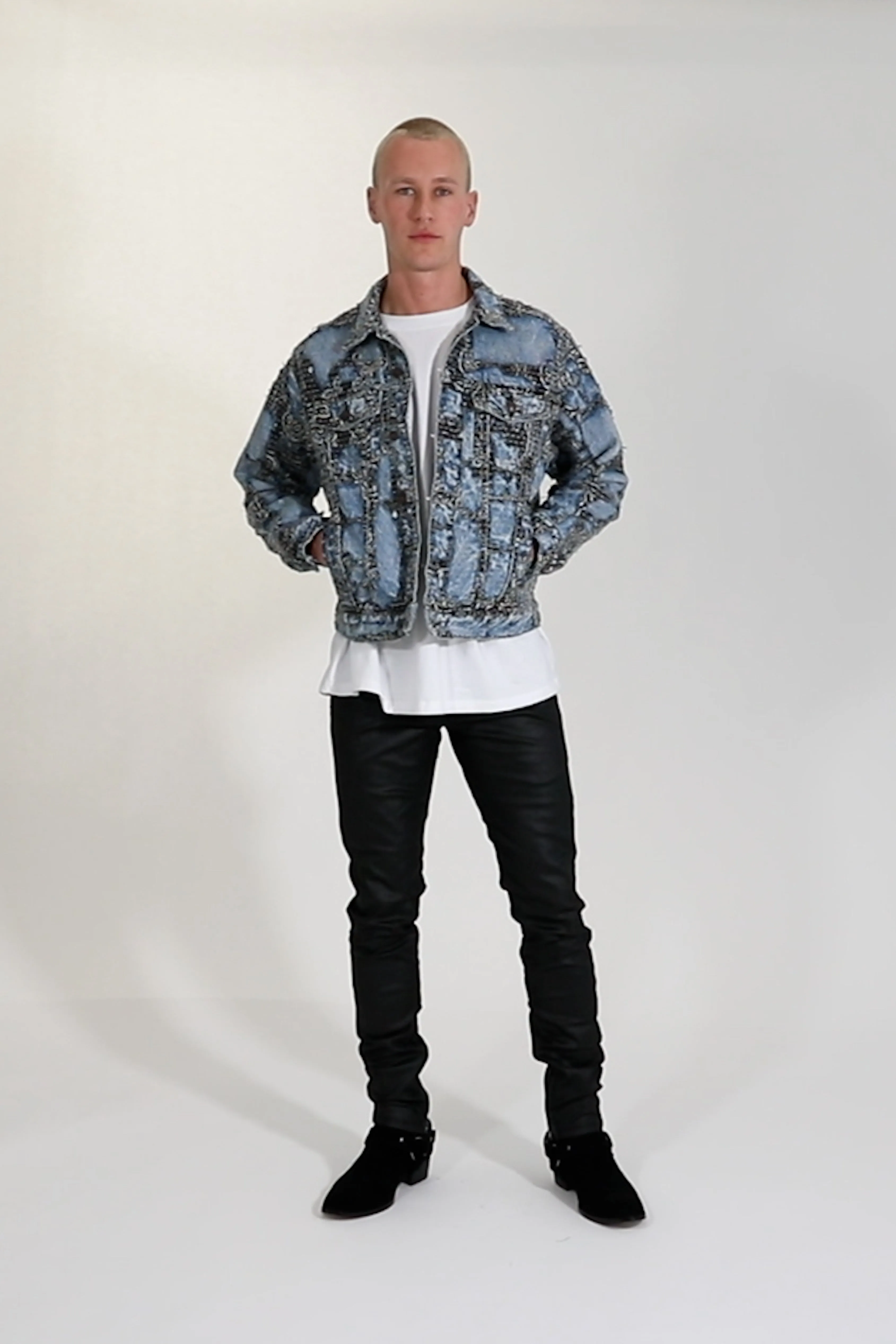 Boro Paisley Trucker Jacket - Blue/Black sold by MNML product image thumbnail 3