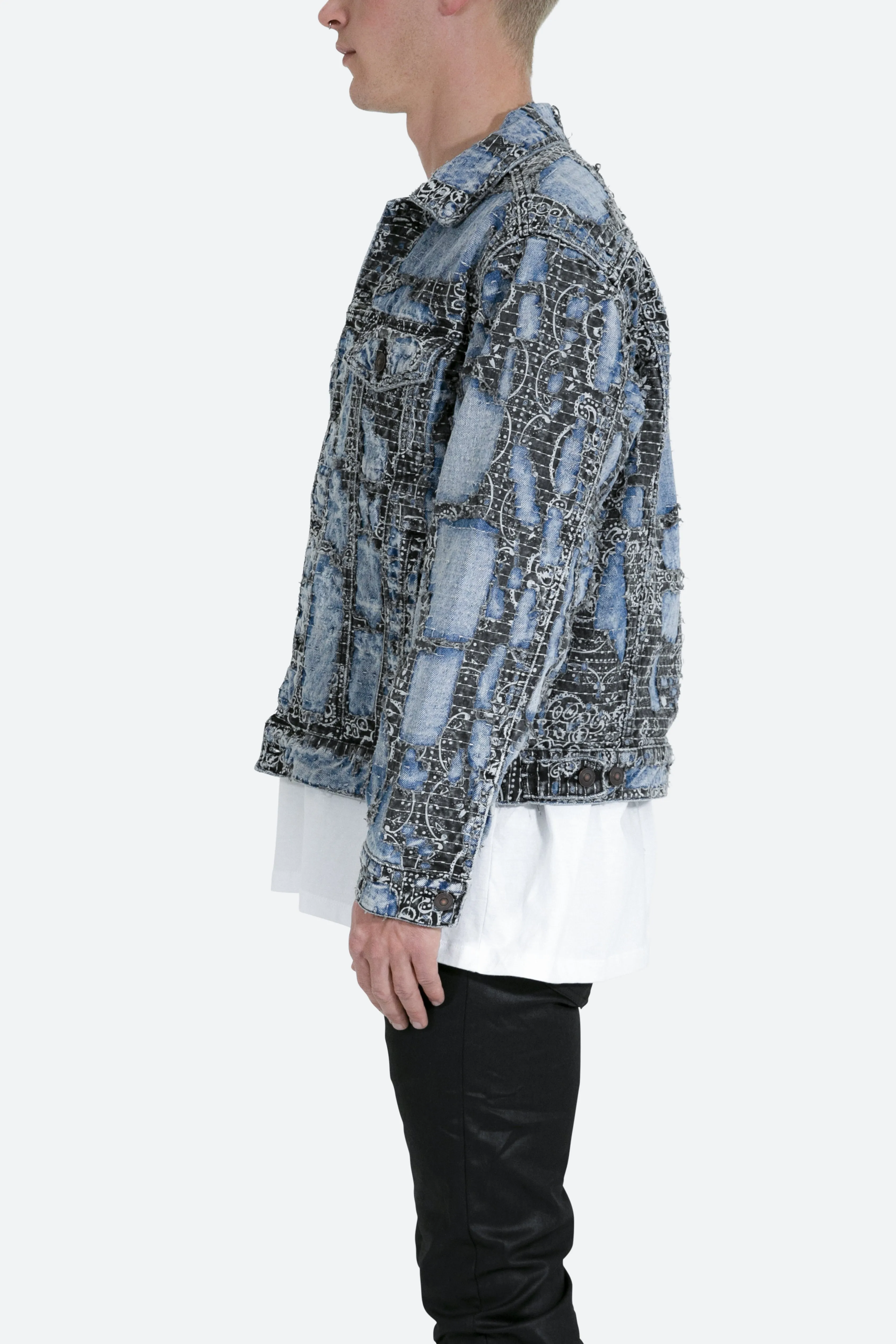 Boro Paisley Trucker Jacket - Blue/Black sold by MNML product image thumbnail 5