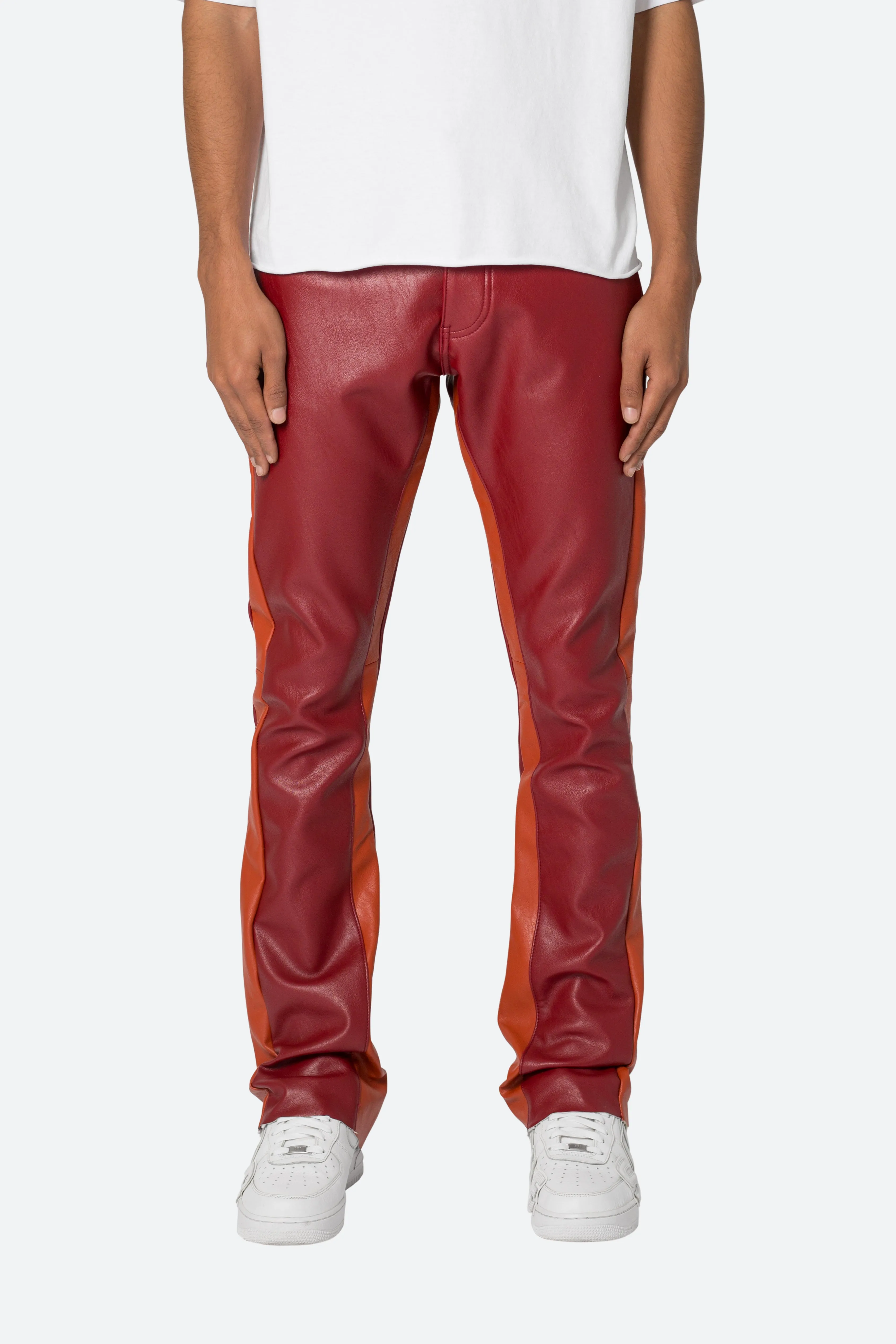 B518 Leather Flare Pants - Red/Orange sold by MNML product image thumbnail 3