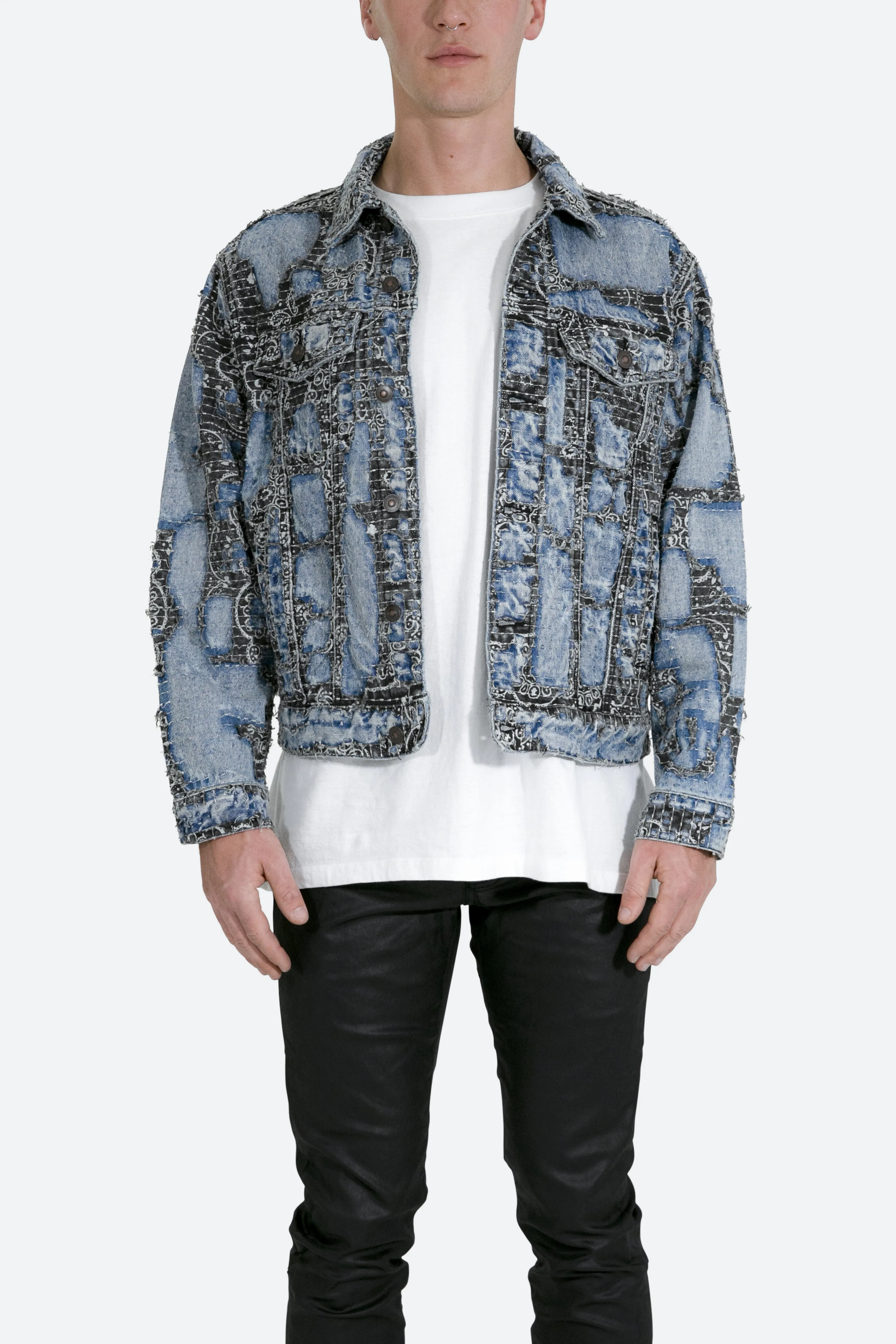 Boro Paisley Trucker Jacket - Blue/Black sold by MNML product image thumbnail 2