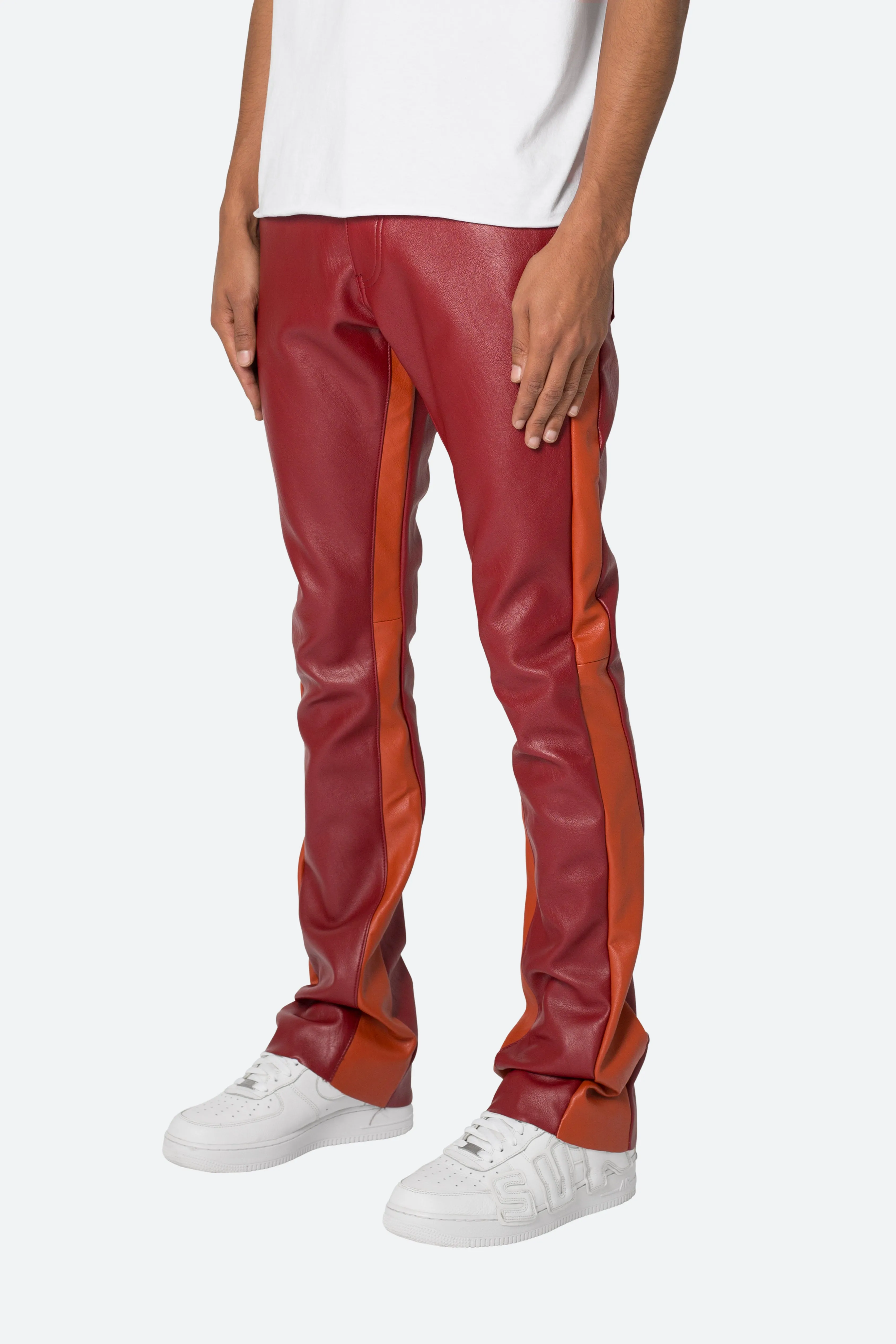 B518 Leather Flare Pants - Red/Orange sold by MNML product image thumbnail 4