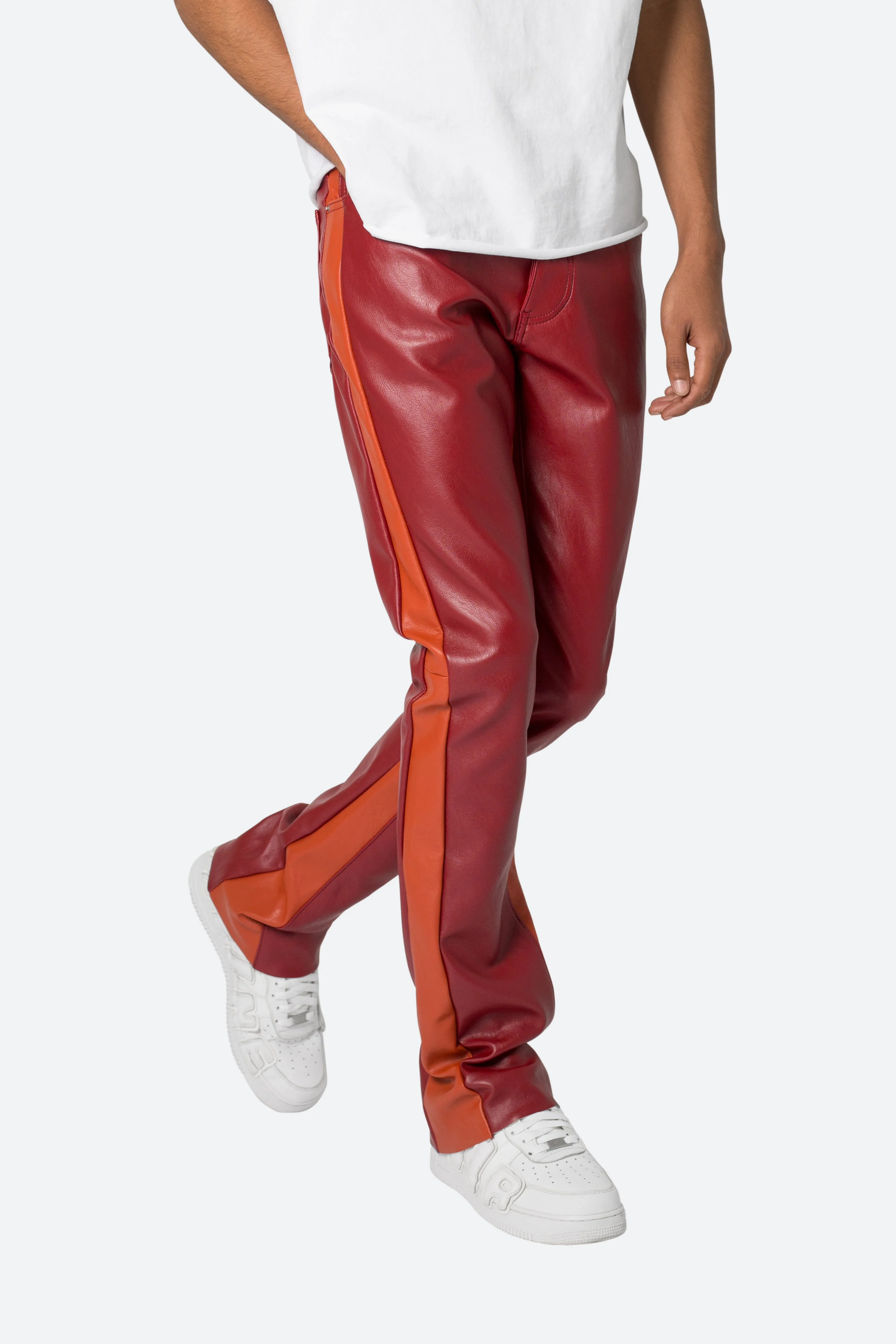 B518 Leather Flare Pants - Red/Orange sold by MNML product image thumbnail 2