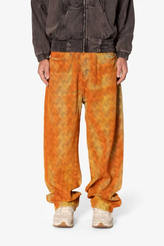 Ultra Baggy Sunny Jacquard Denim - Orange sold by MNML