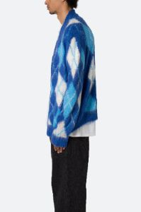 Argyle Cardigan Sweater - Blue/White sold by MNML