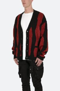 Zebra Cardigan - Red/Black sold by MNML