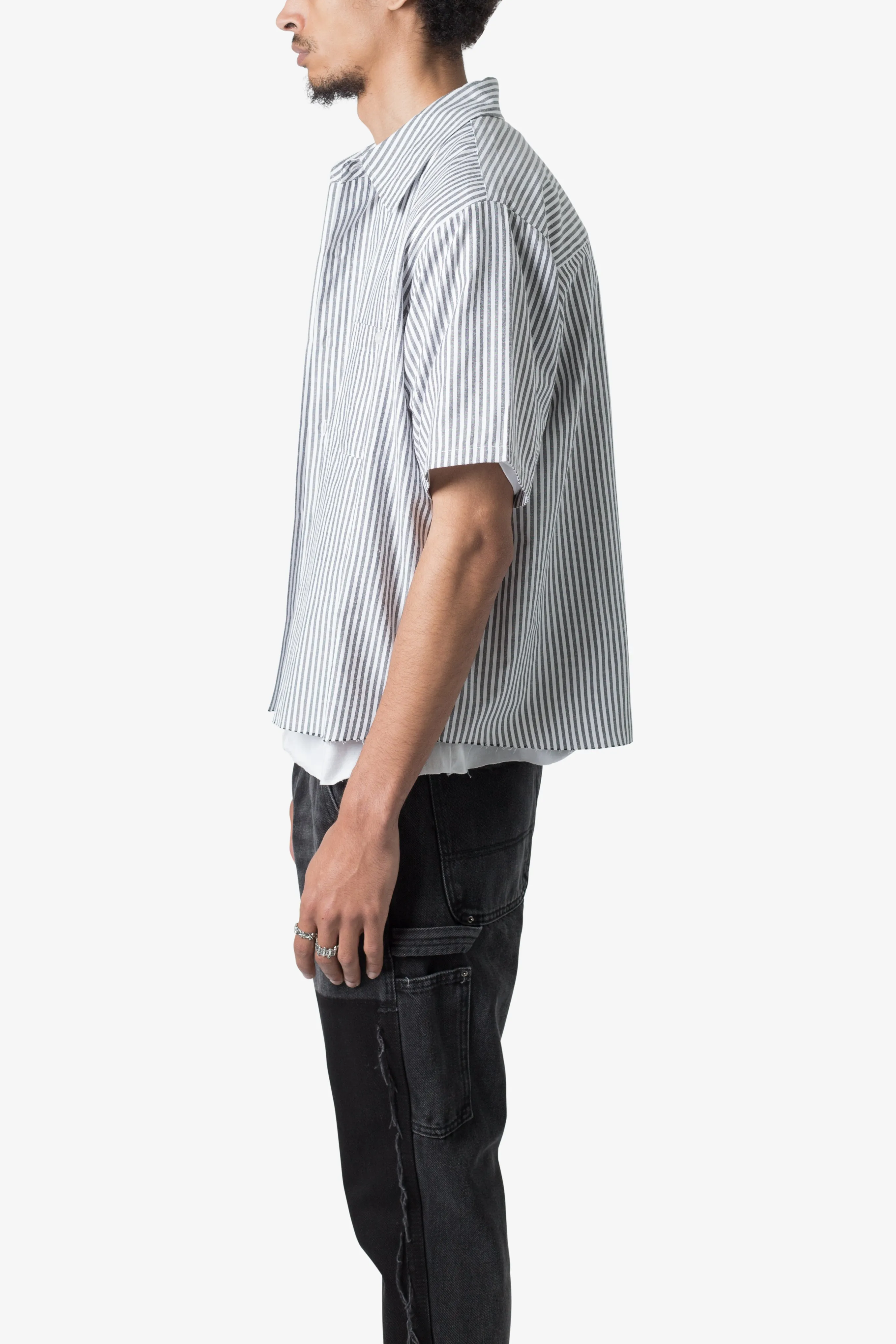 Striped S/S Shirt - Grey/White sold by MNML product image thumbnail 4