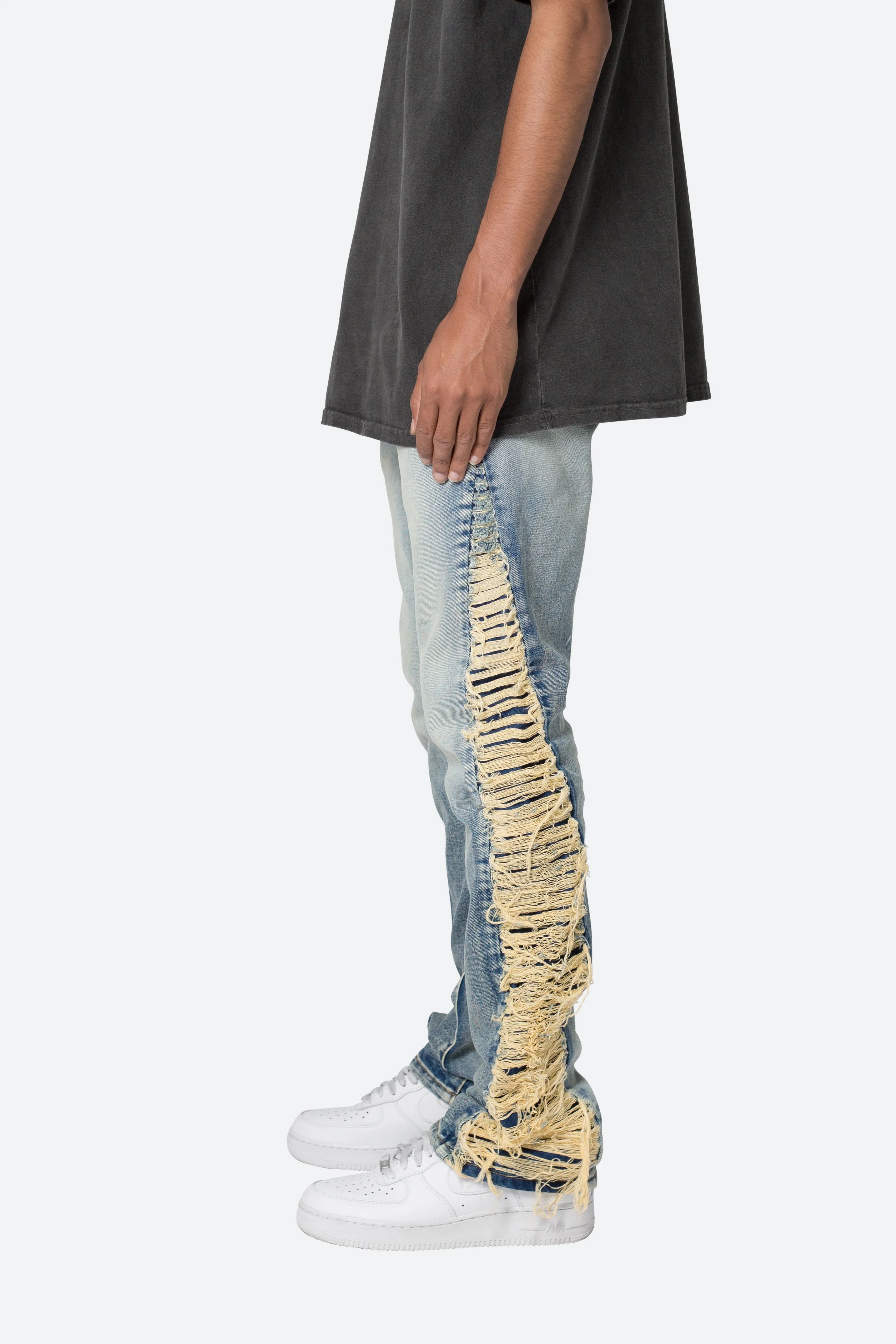 B586 Distressed Flare Denim - Blue sold by MNML product image thumbnail 5