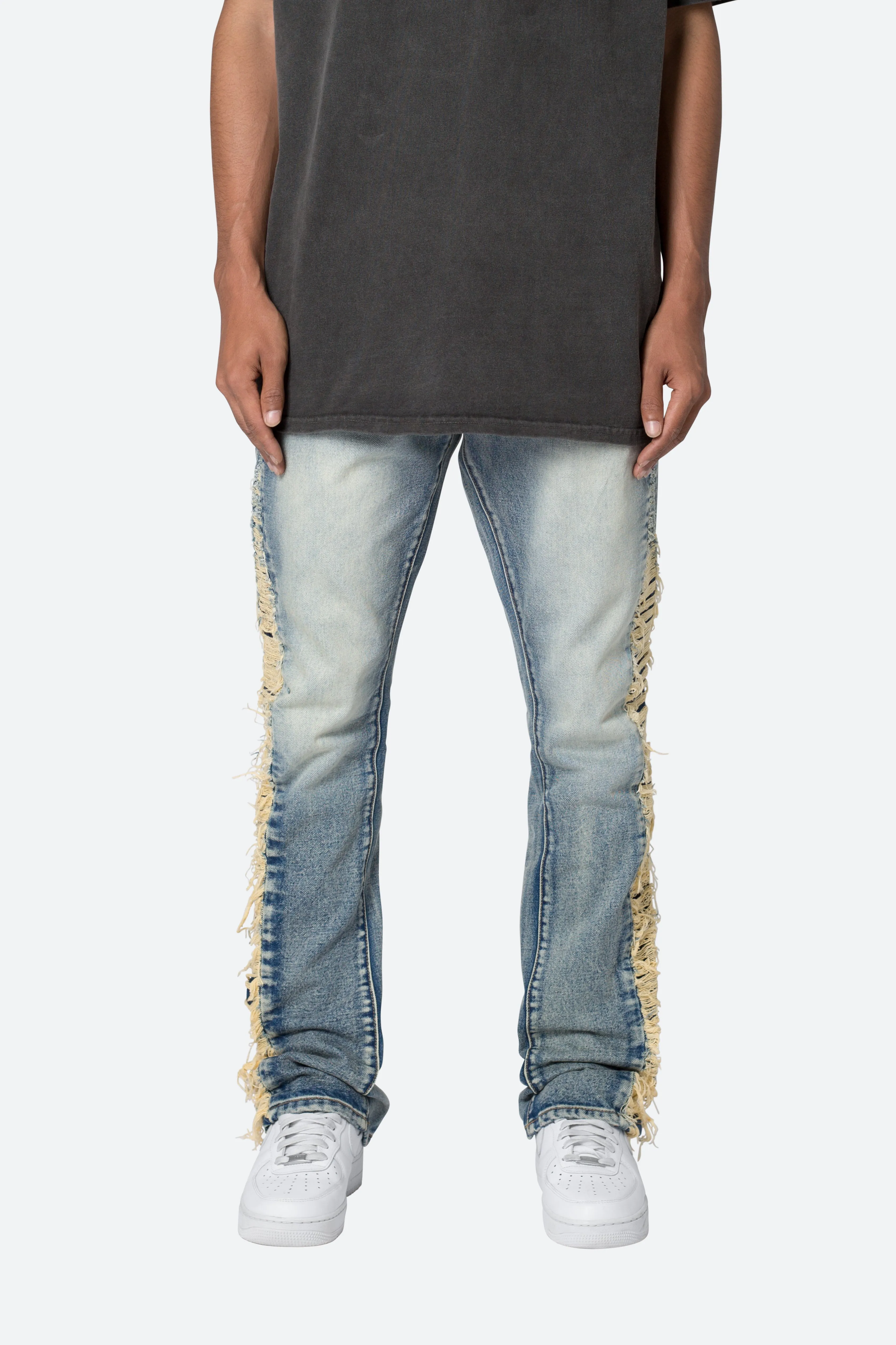 B586 Distressed Flare Denim - Blue sold by MNML