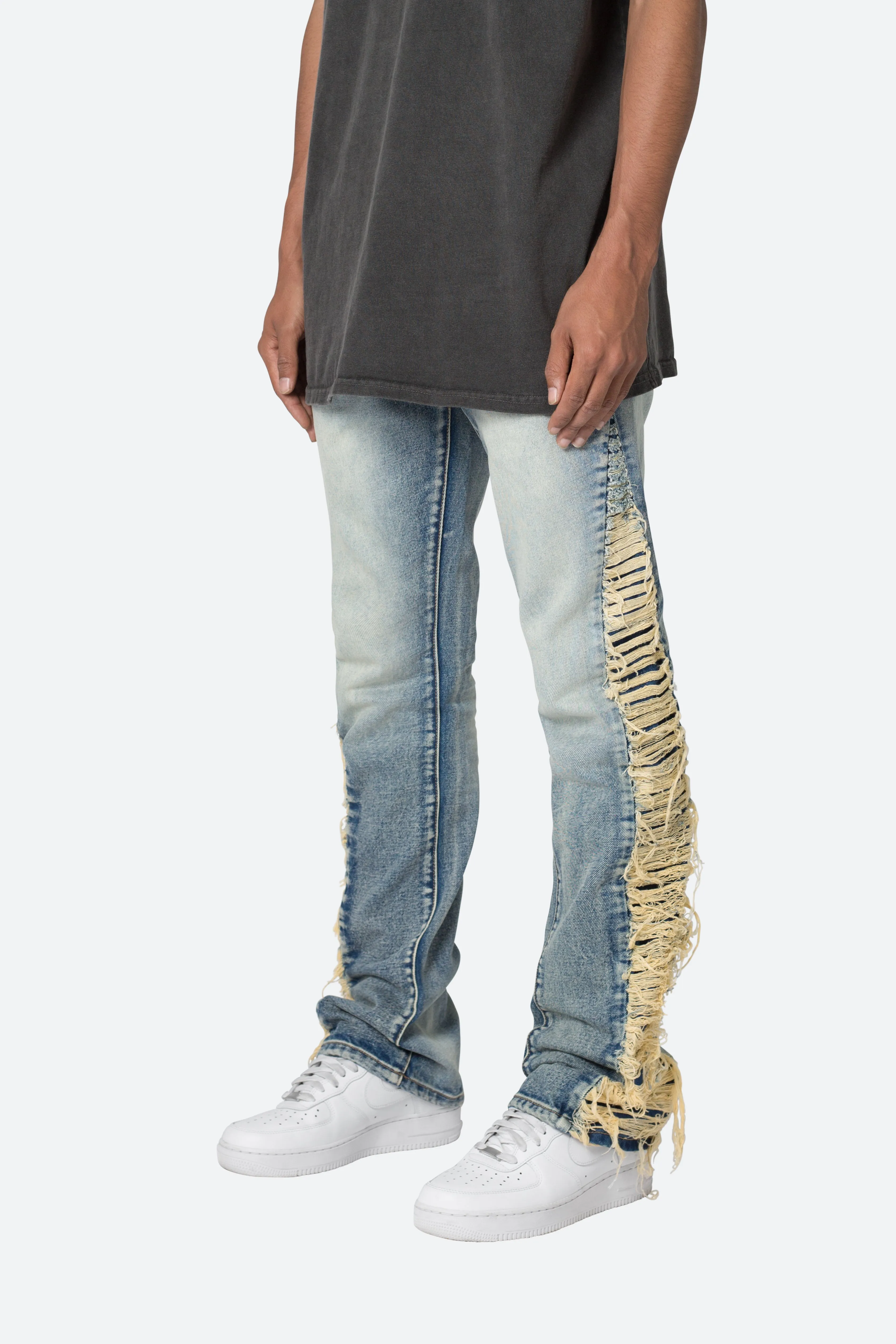 B586 Distressed Flare Denim - Blue sold by MNML product image thumbnail 4