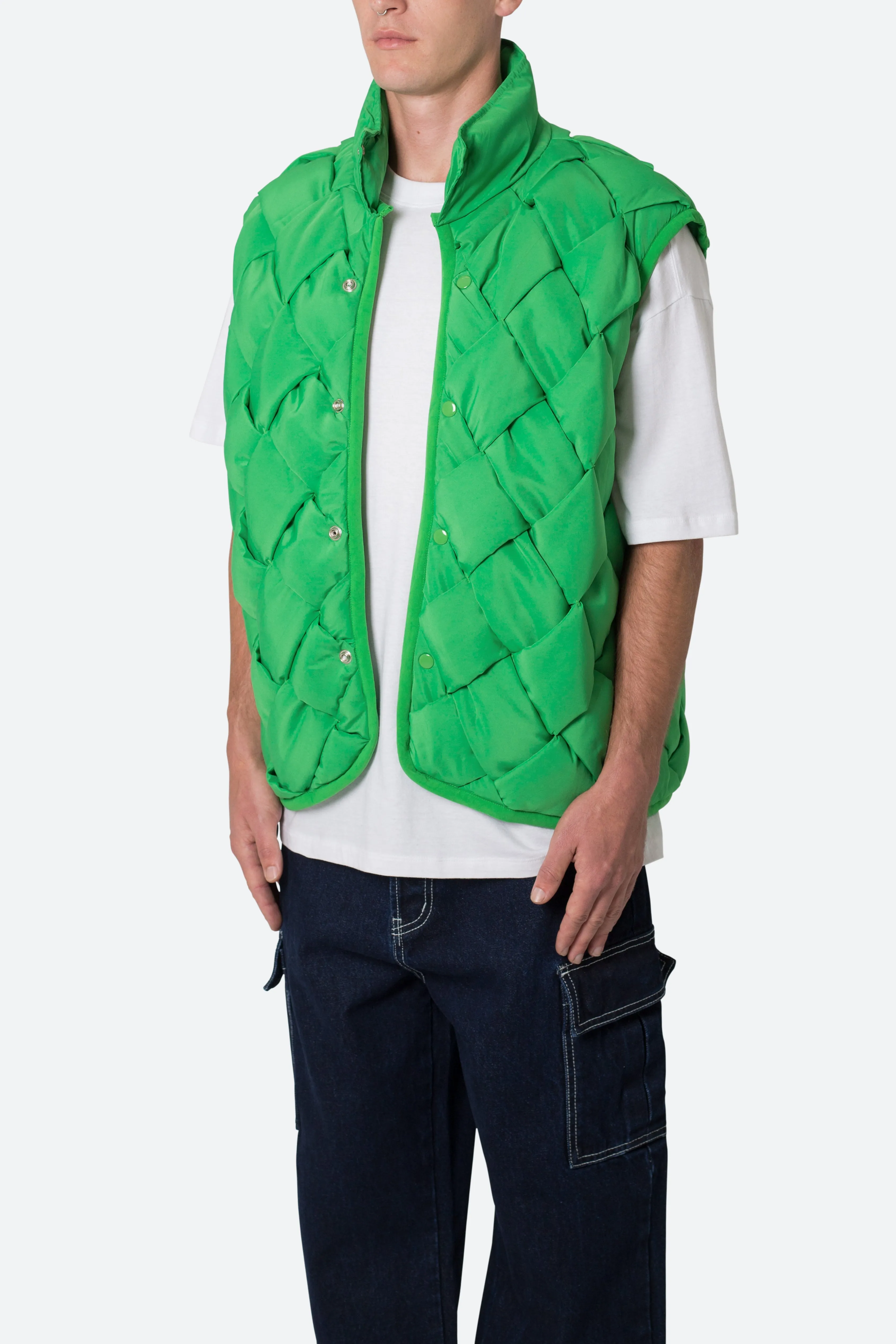 Woven Puffer Vest - Green sold by MNML product image thumbnail 3