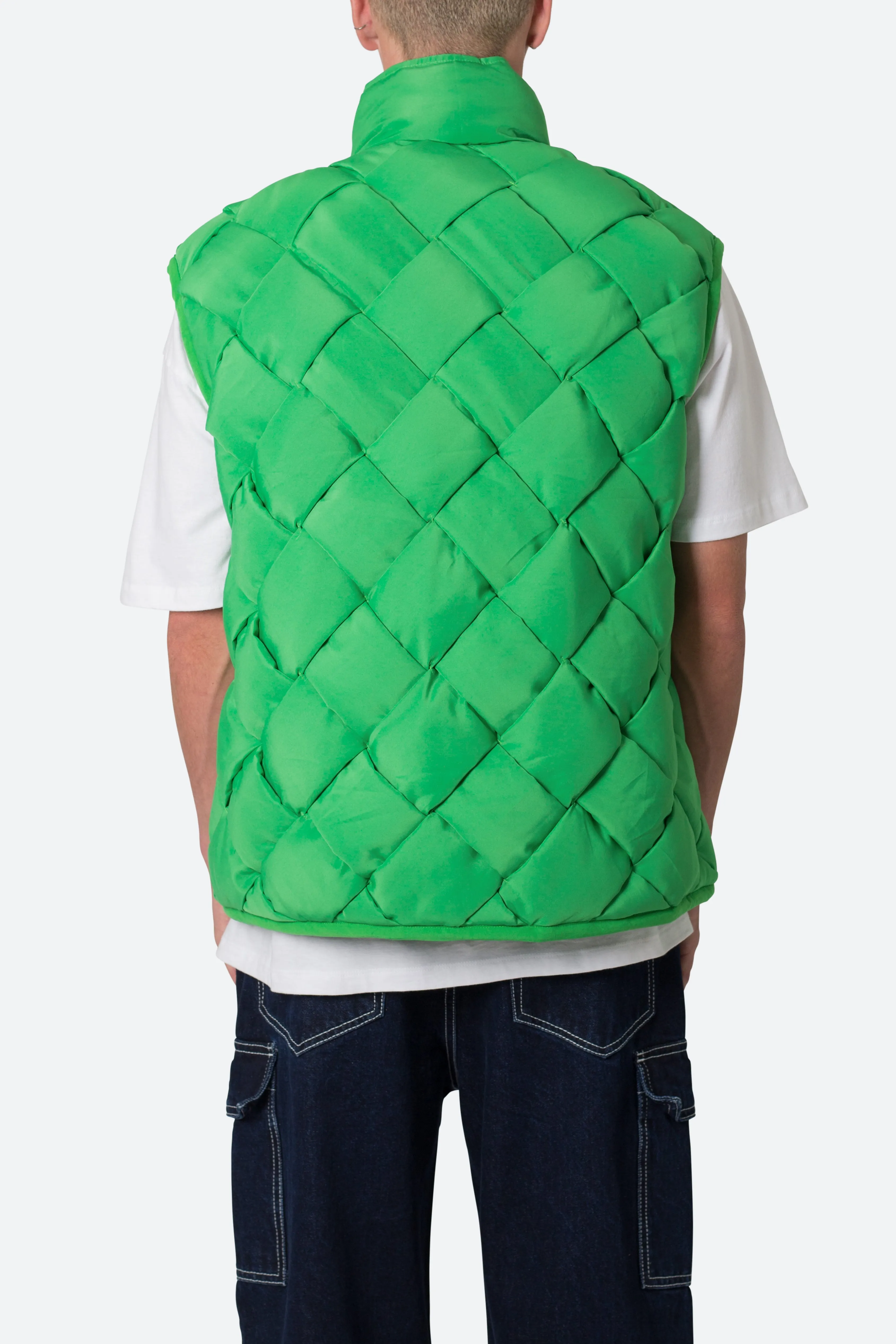 Woven Puffer Vest - Green sold by MNML product image thumbnail 5