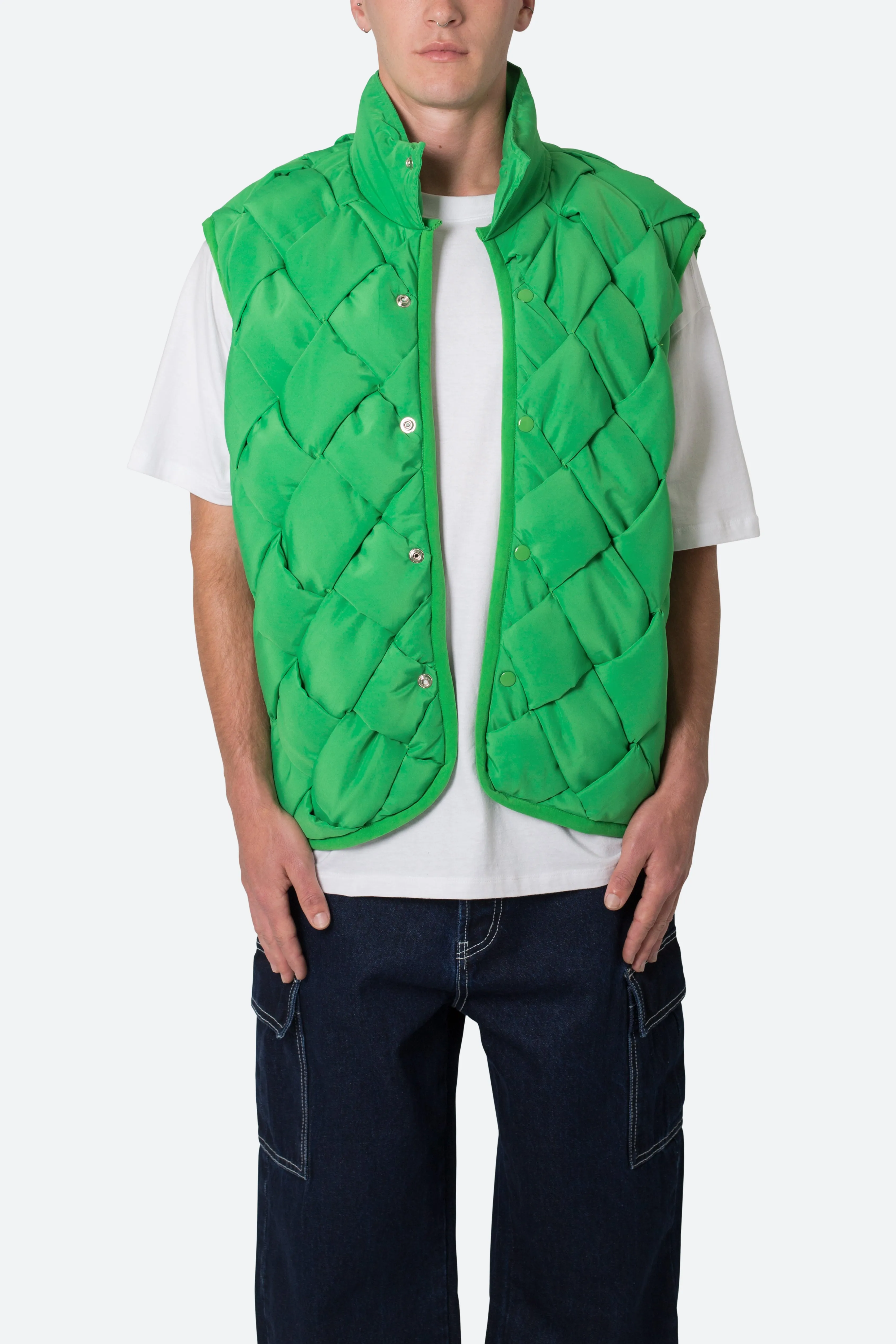 Woven Puffer Vest - Green sold by MNML