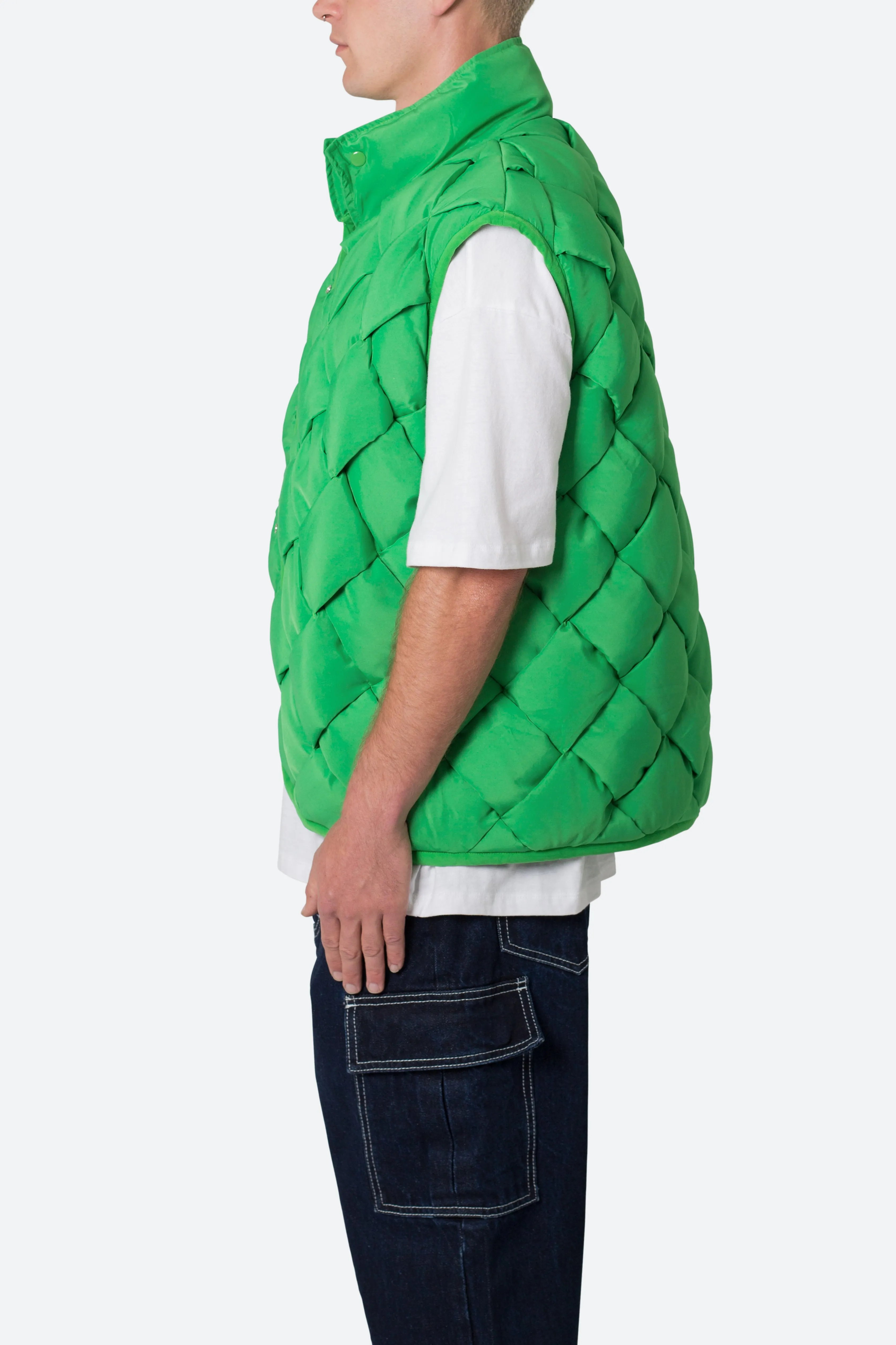 Woven Puffer Vest - Green sold by MNML product image thumbnail 4