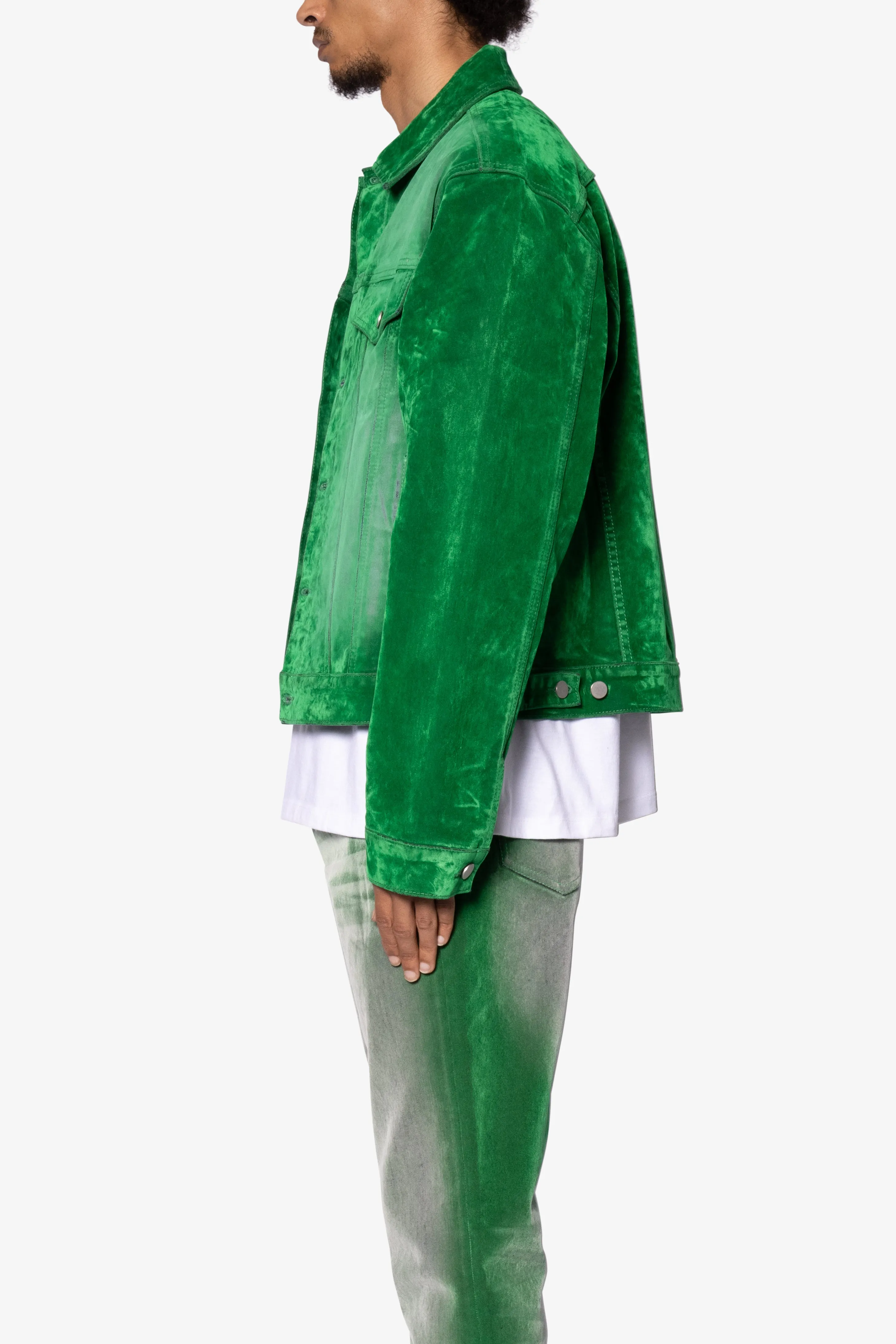 Suede Trucker Jacket - Green sold by MNML product image thumbnail 4