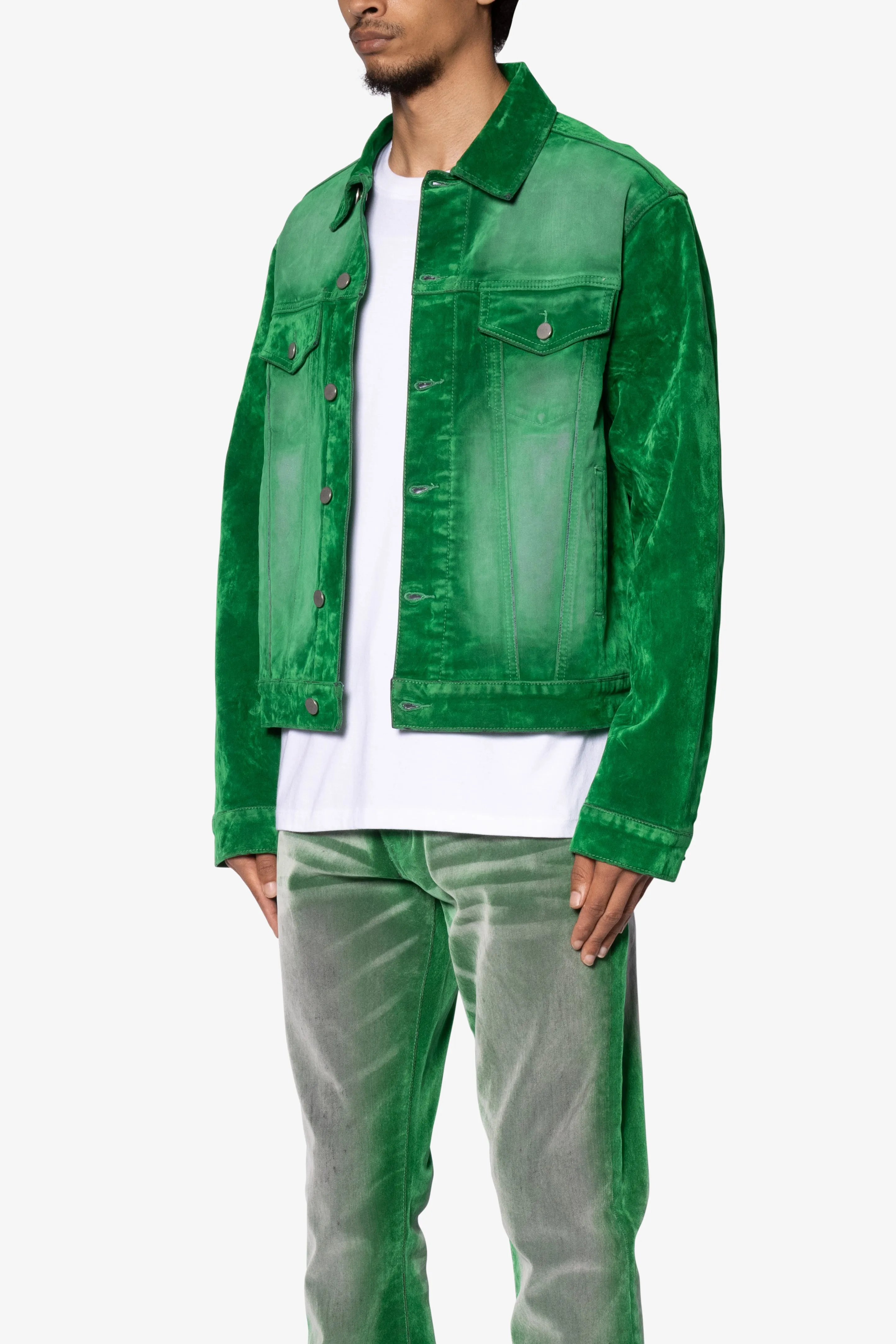 Suede Trucker Jacket - Green sold by MNML product image thumbnail 3
