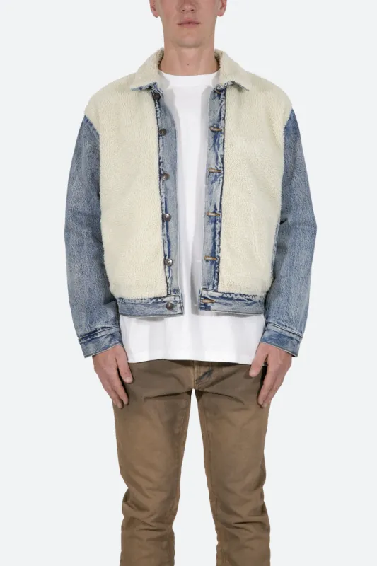 Sherpa Body Trucker Jacket - Blue/White sold by MNML