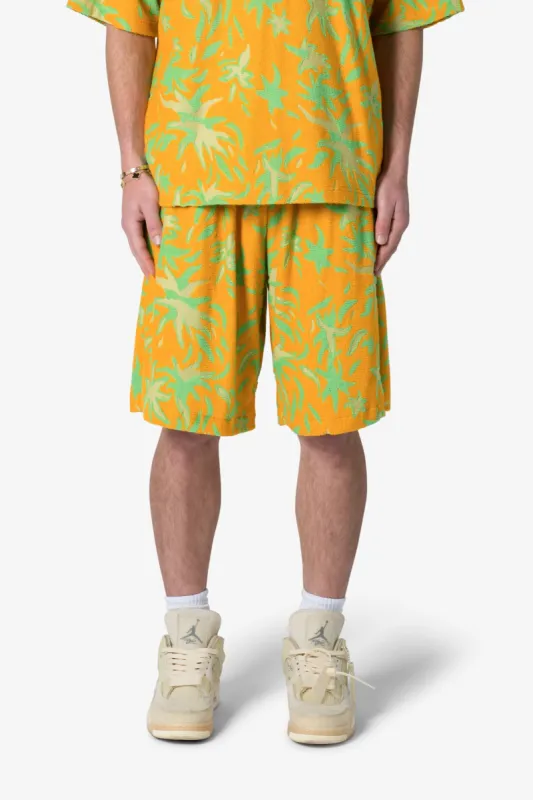 Jacquard Terry Shorts - Yellow/Green sold by MNML
