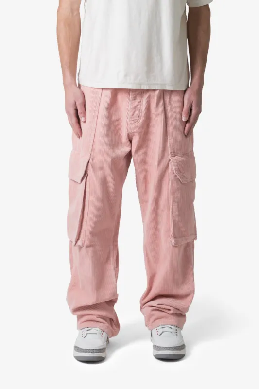 Ultra Baggy Corduroy Cargo Pants - Pink sold by MNML