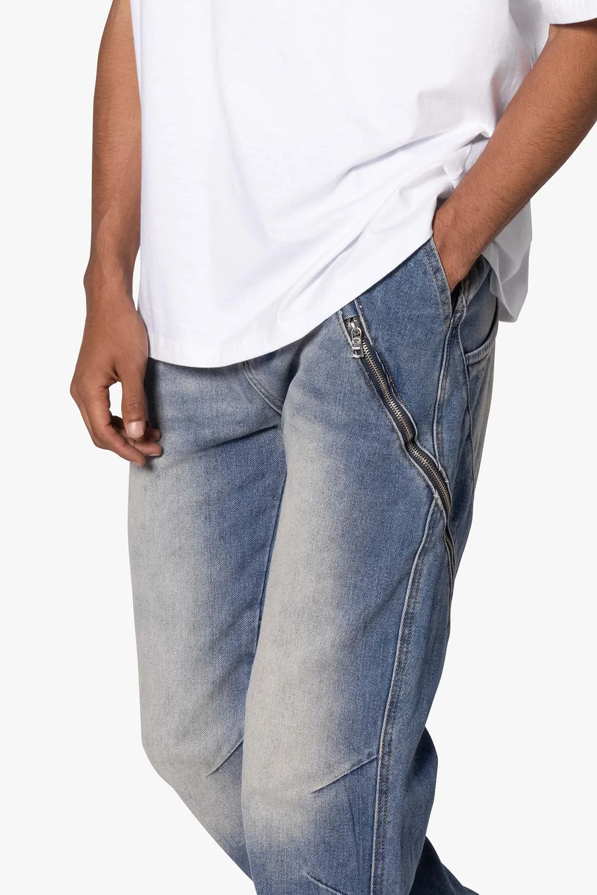 V628 Baggy Zipper Denim - Blue sold by MNML product image thumbnail 3