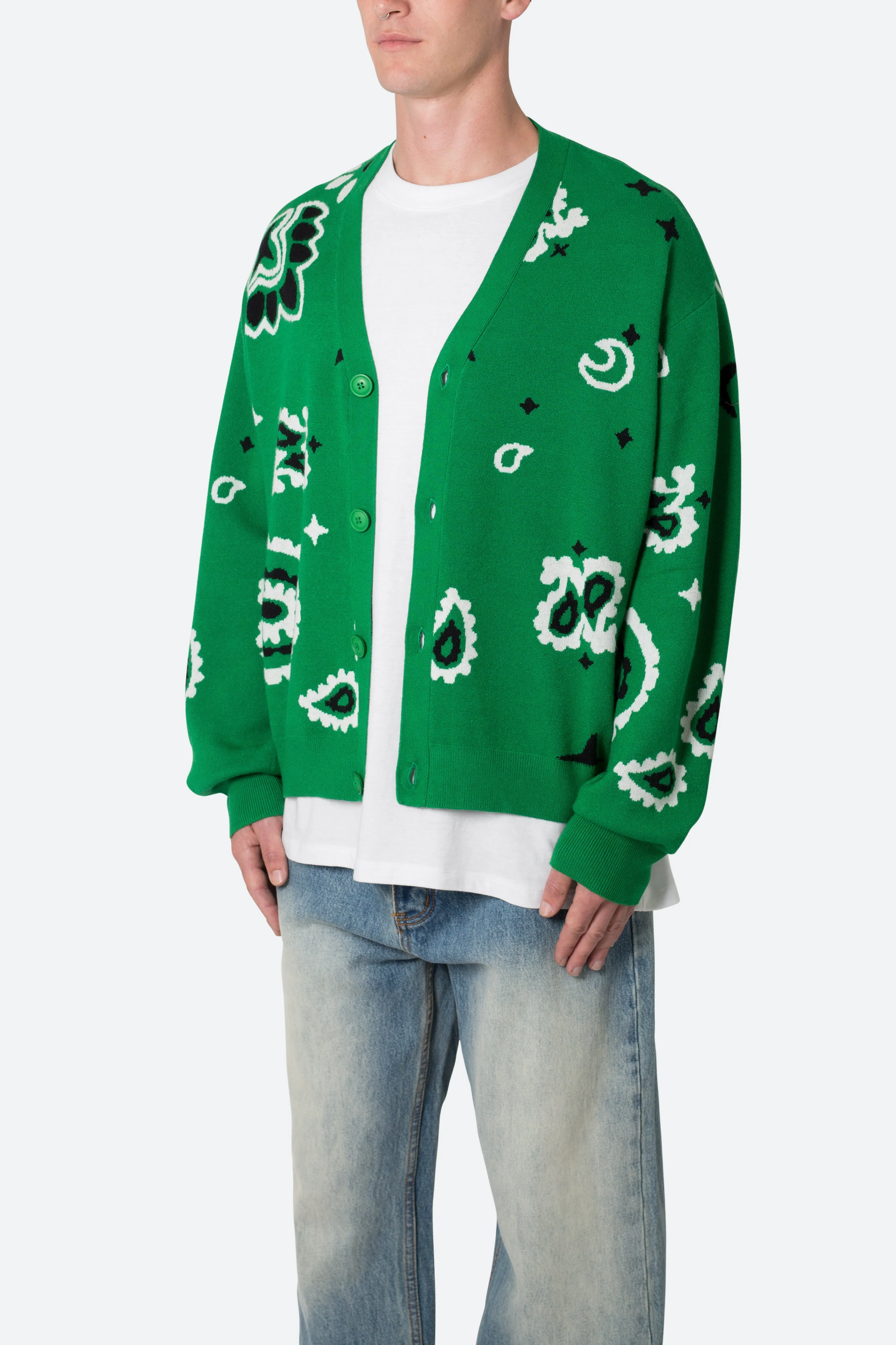 Paisley Cardigan Sweater - Green | Parallel