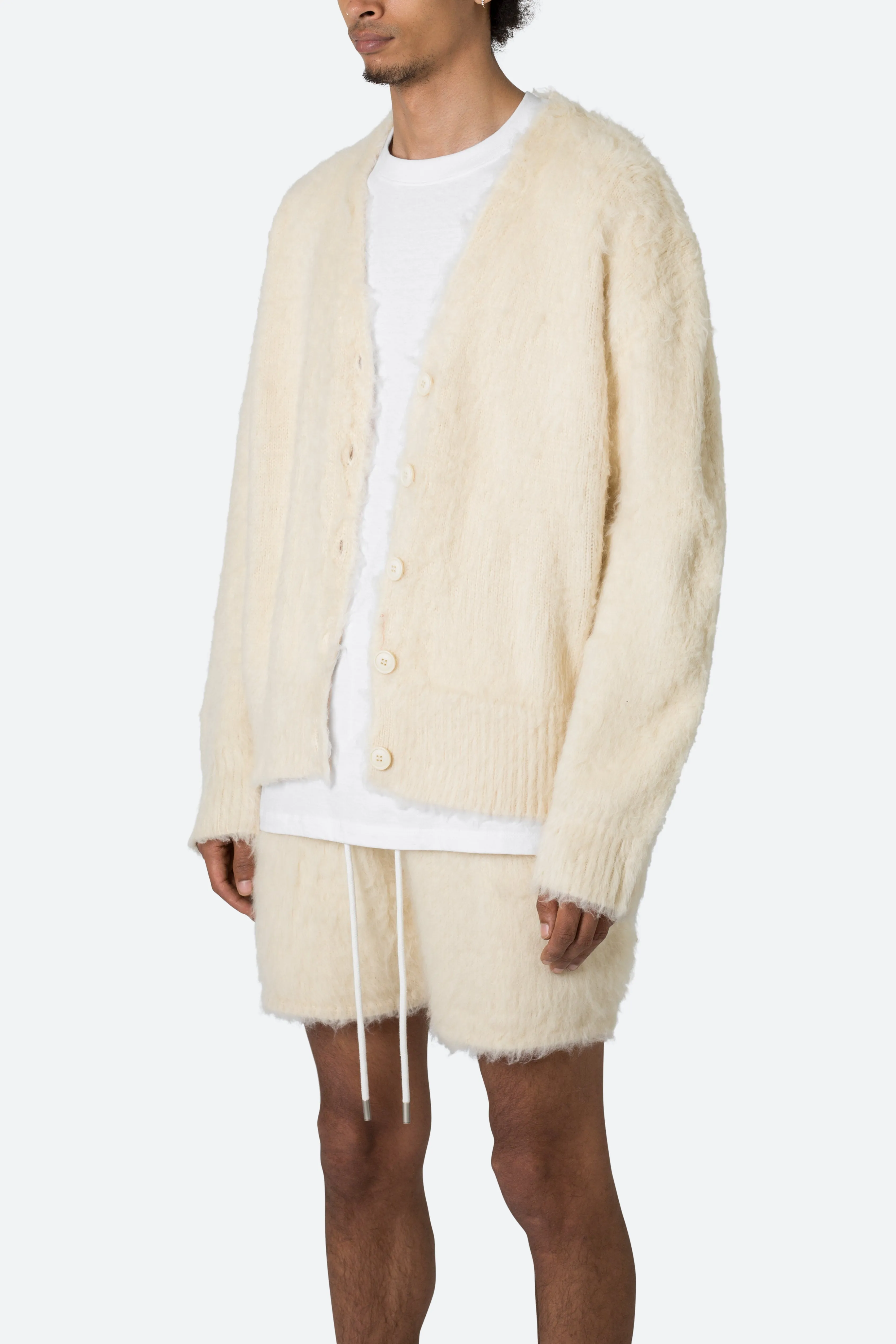 Fuzzy Cardigan Sweater - Off White sold by MNML product image thumbnail 3