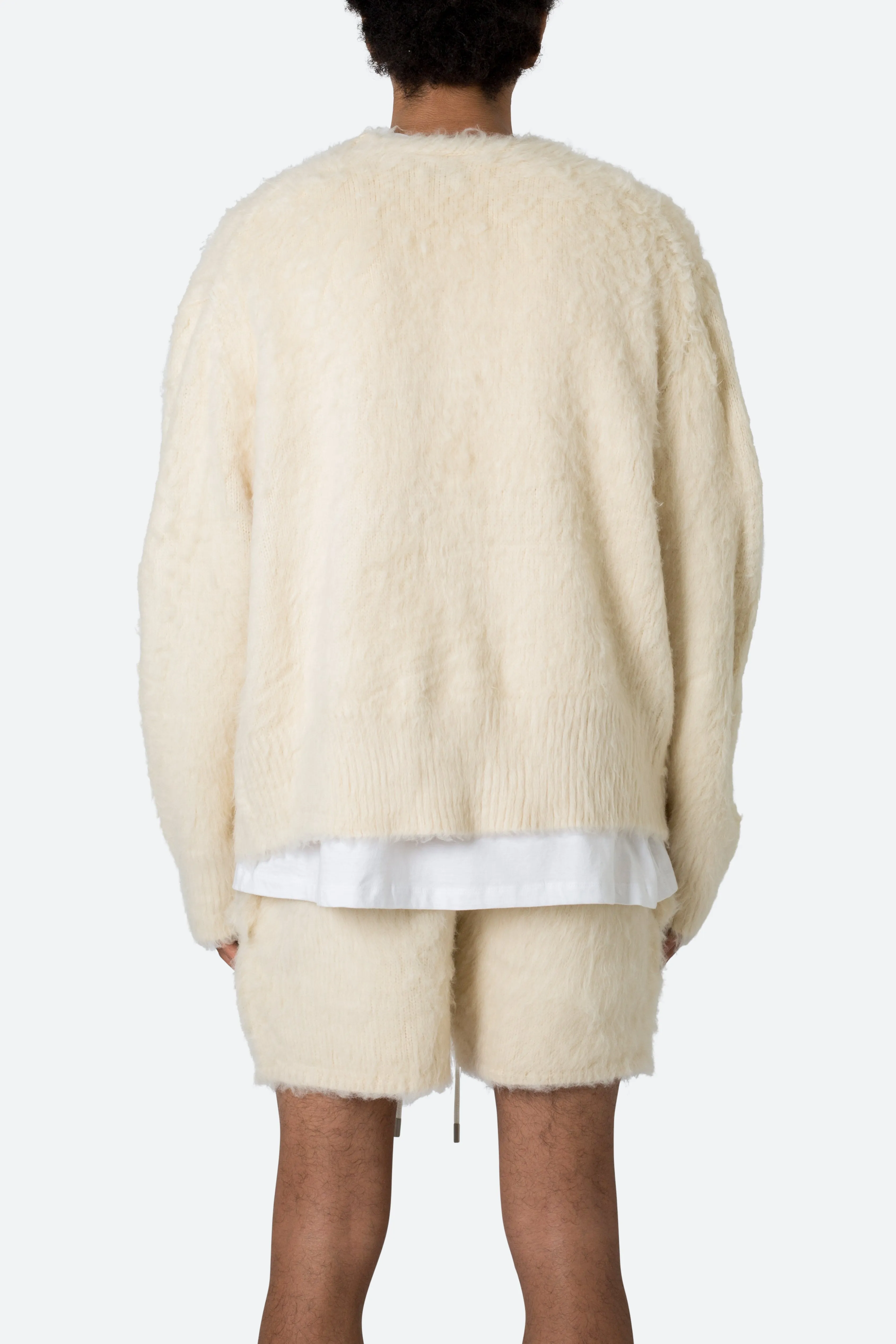 Fuzzy Cardigan Sweater - Off White sold by MNML product image thumbnail 5