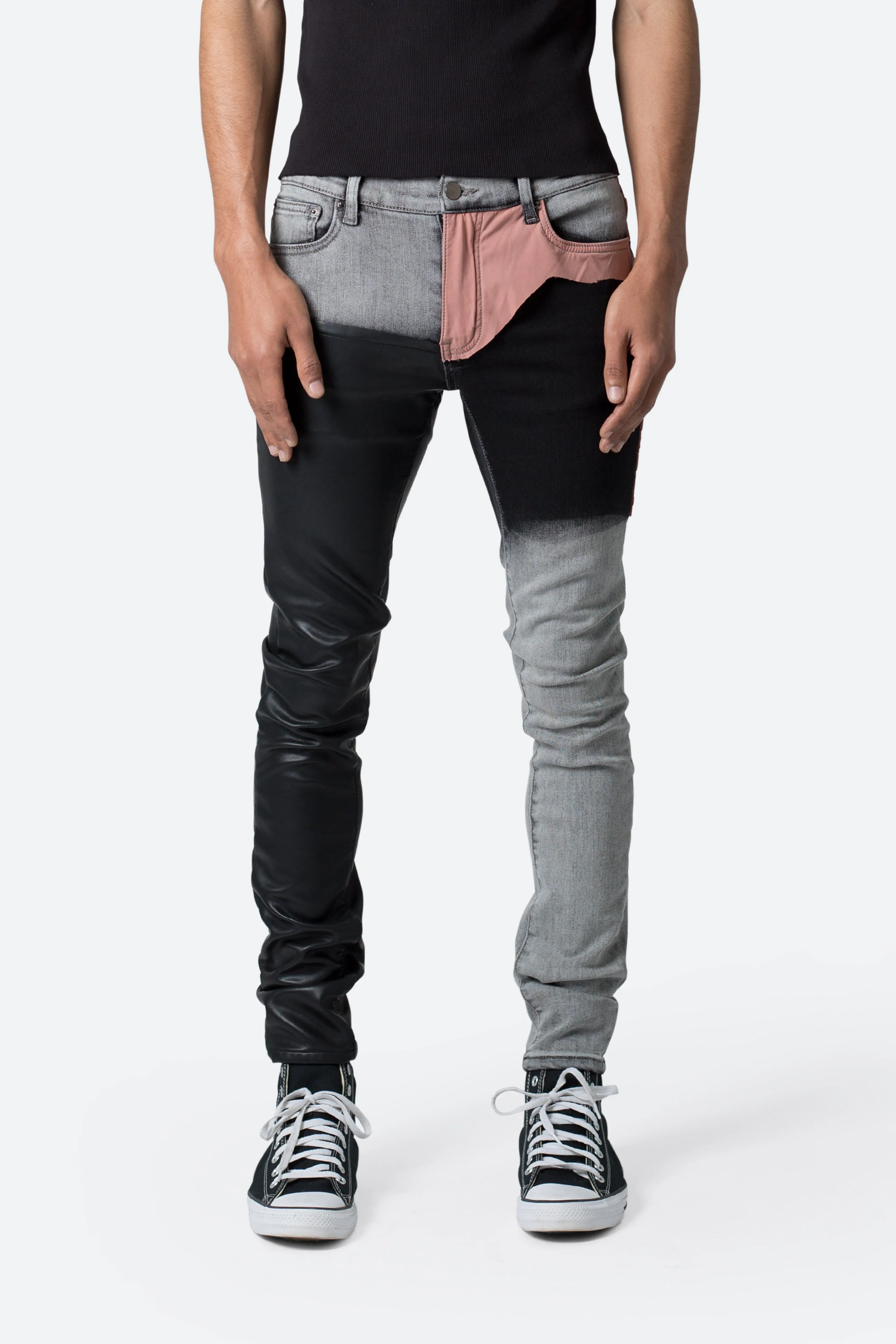 X596 Patched Skinny Denim - Multi sold by MNML