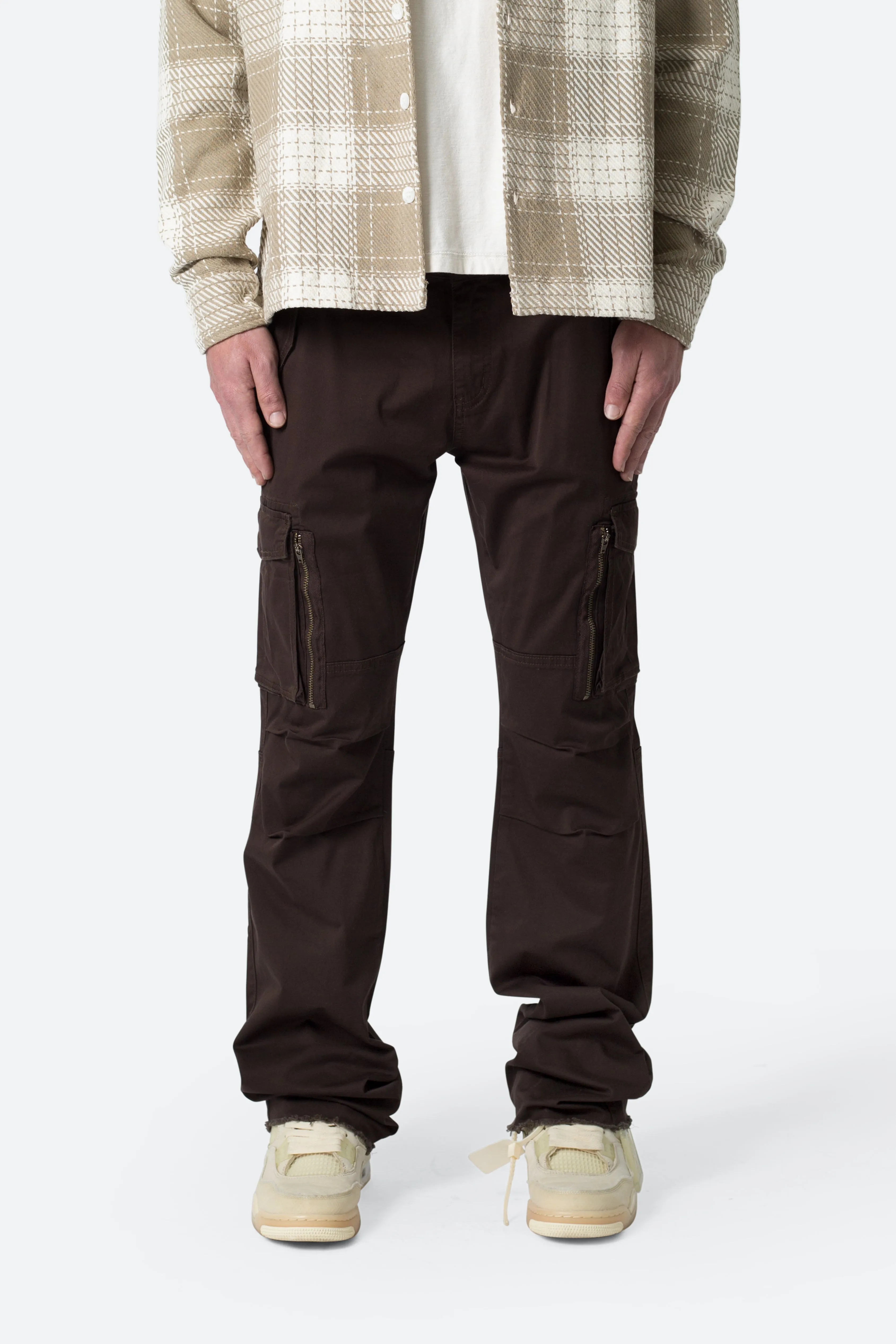 Paneled Zipper Cargo Pants - Brown sold by MNML