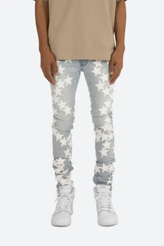 X255 Star Skinny Denim - Light Blue sold by MNML