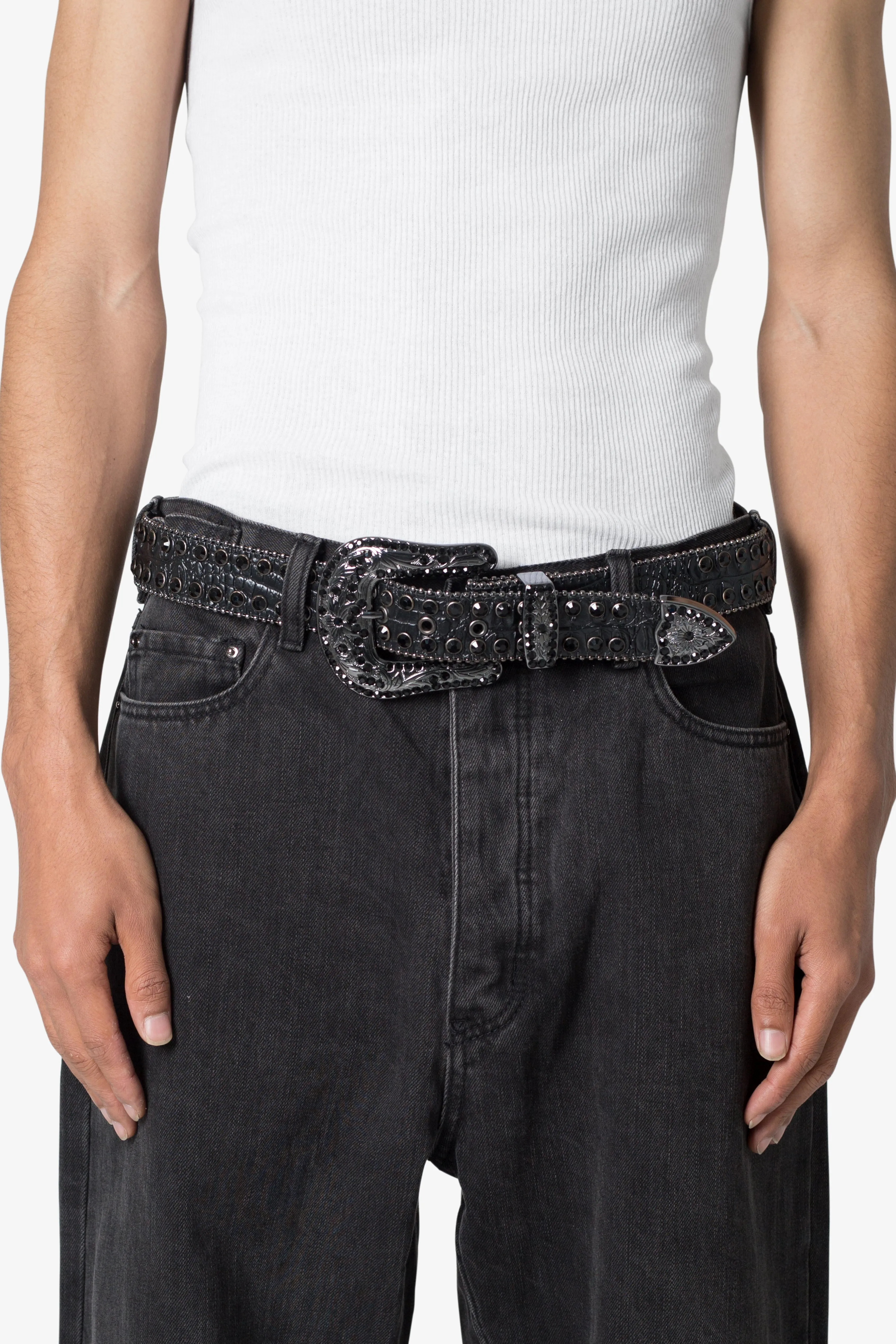 Double Row Studded Belt - Black sold by MNML product image thumbnail 4