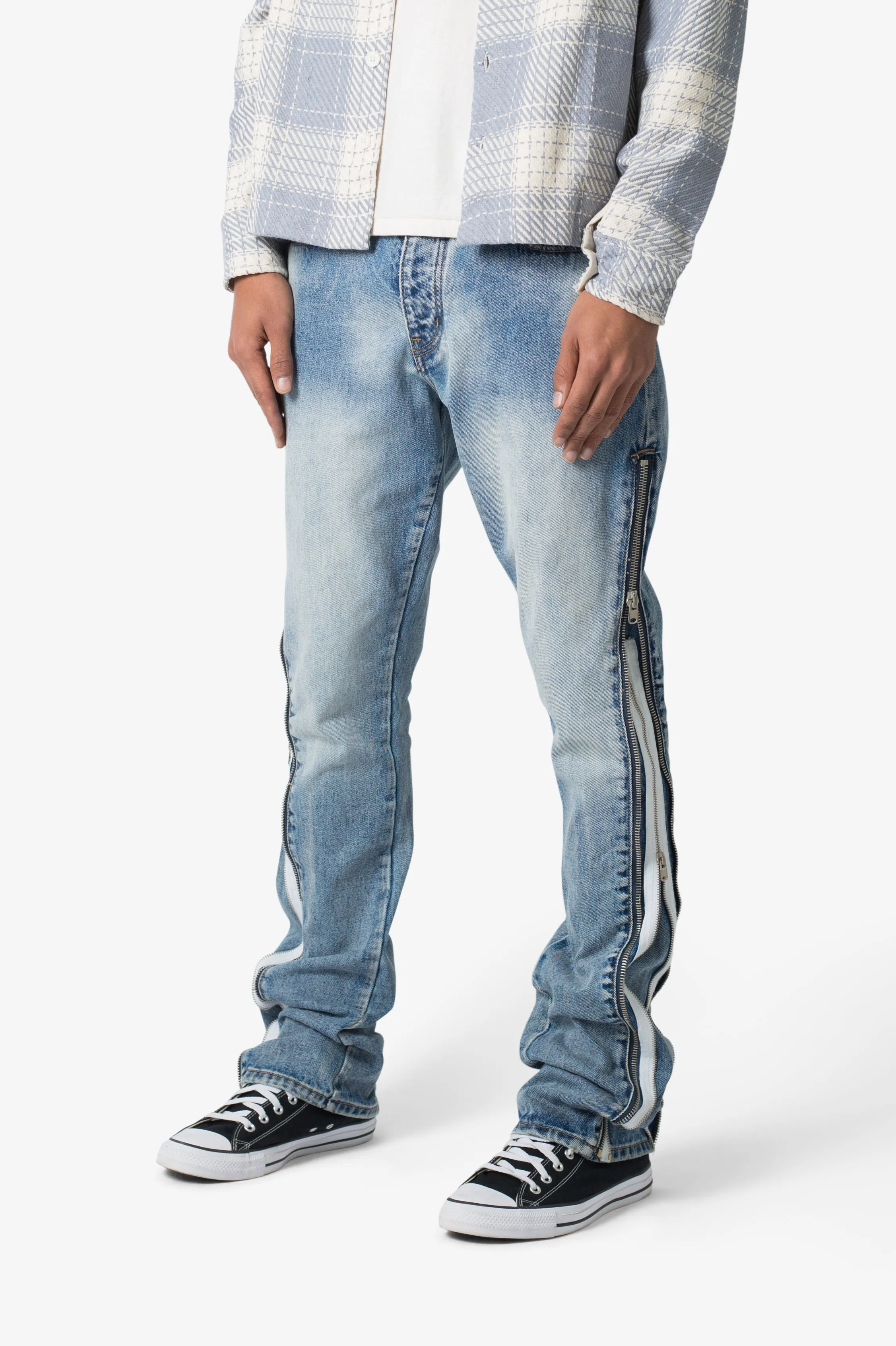 B574 Zipper Flare Denim - Blue sold by MNML product image thumbnail 4