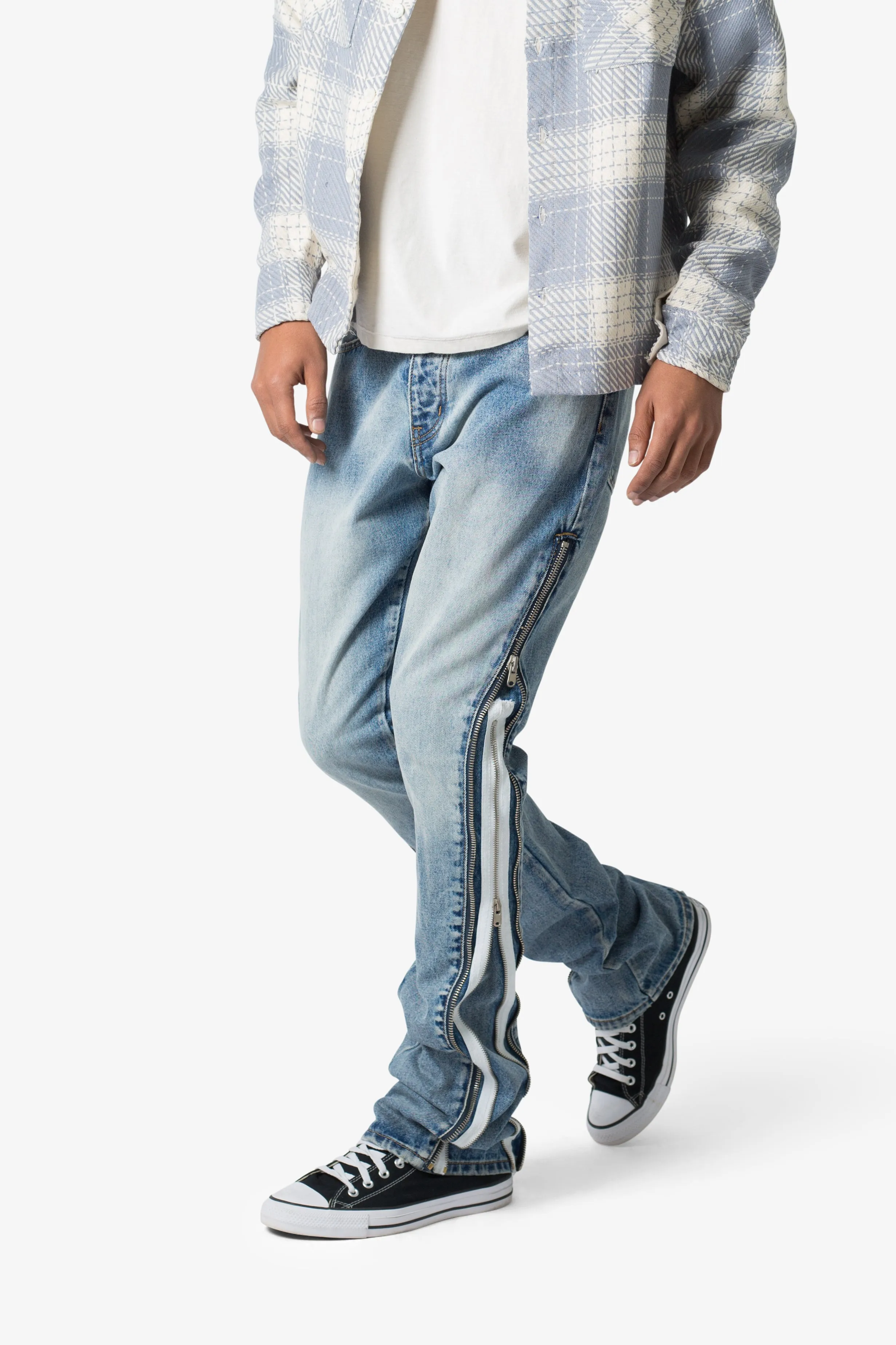 B574 Zipper Flare Denim - Blue sold by MNML product image thumbnail 2