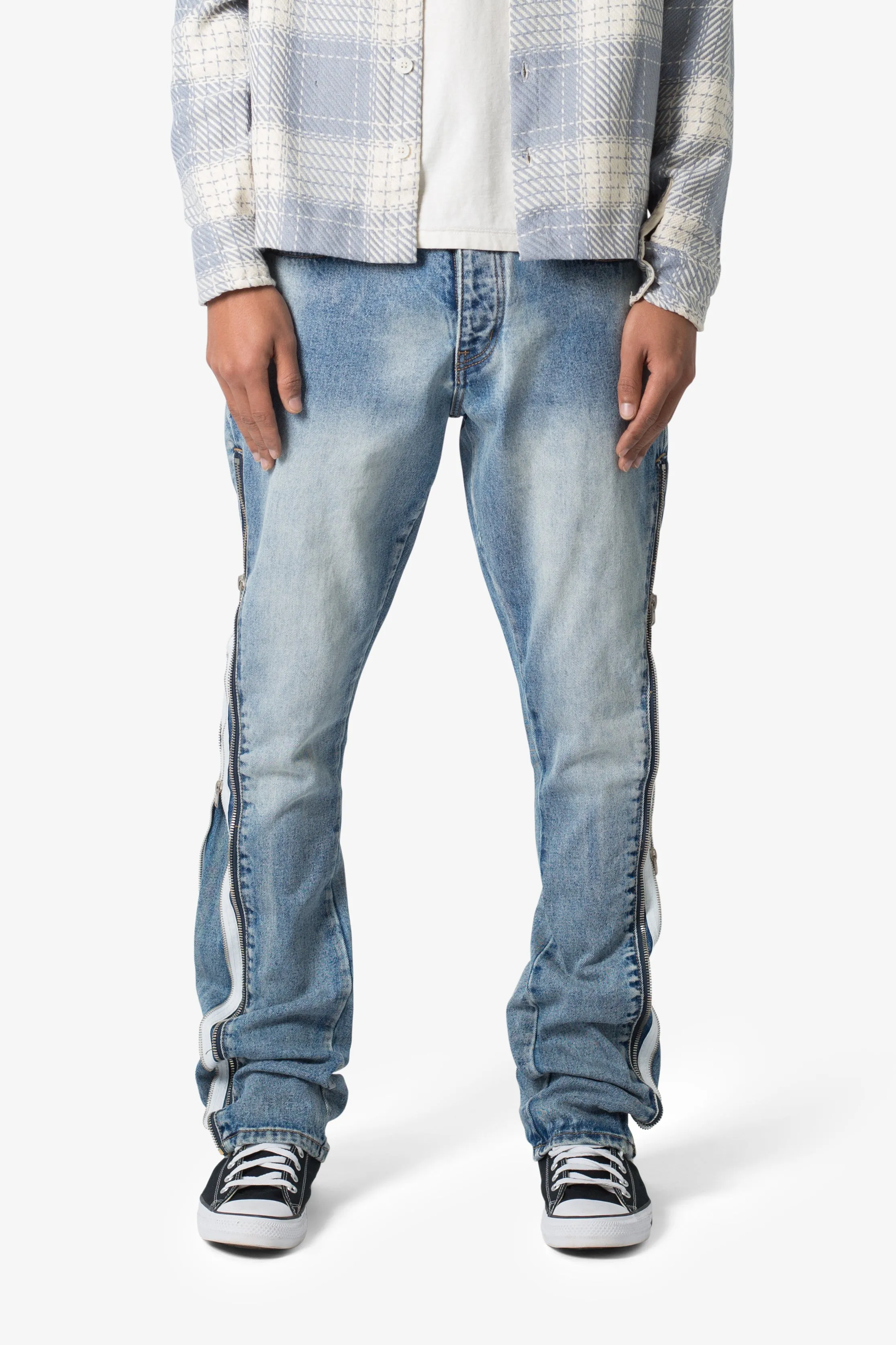B574 Zipper Flare Denim - Blue sold by MNML product image thumbnail 3