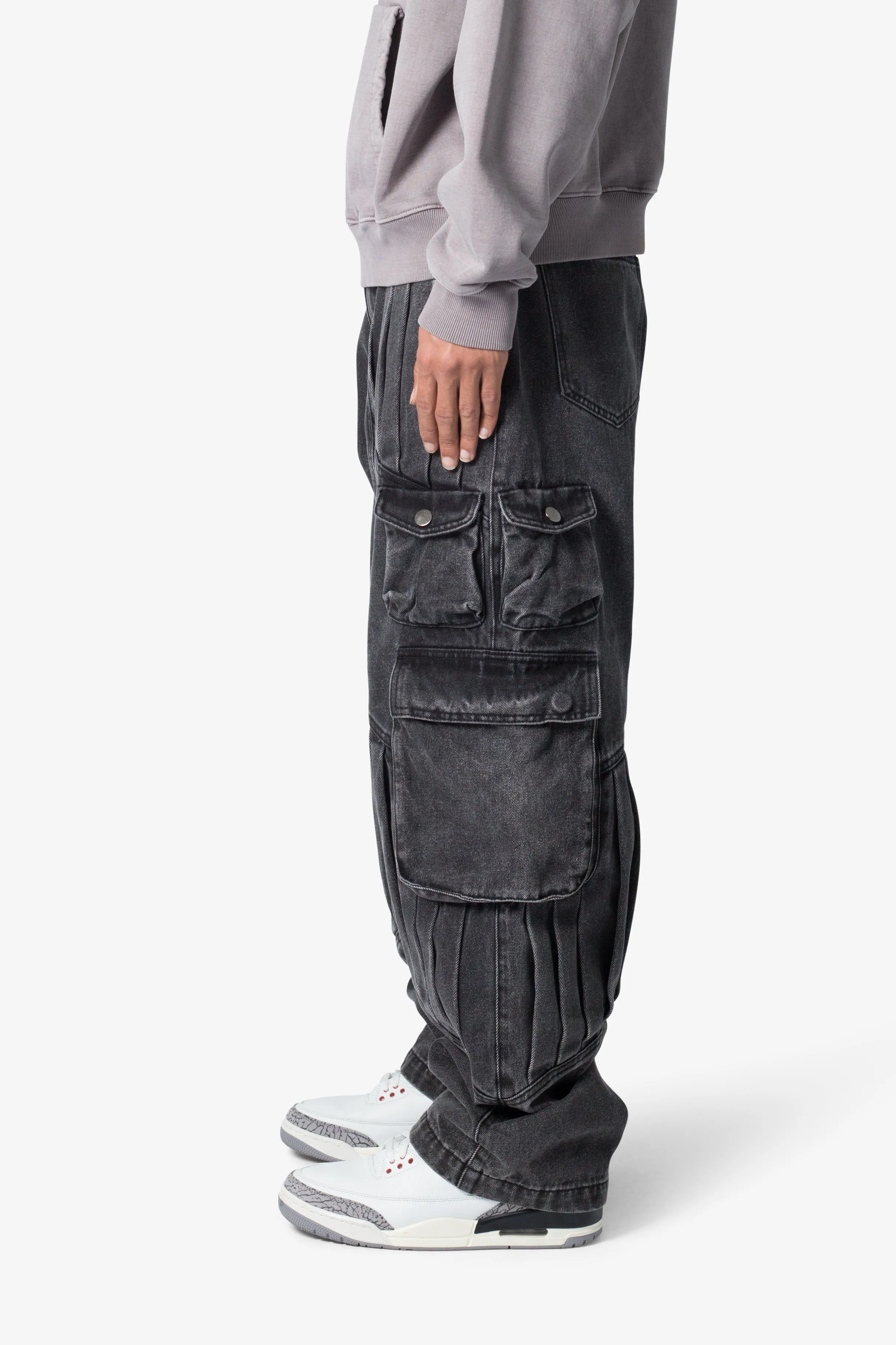 Ultra Baggy Pleated Denim - Washed Black sold by MNML product image thumbnail 4