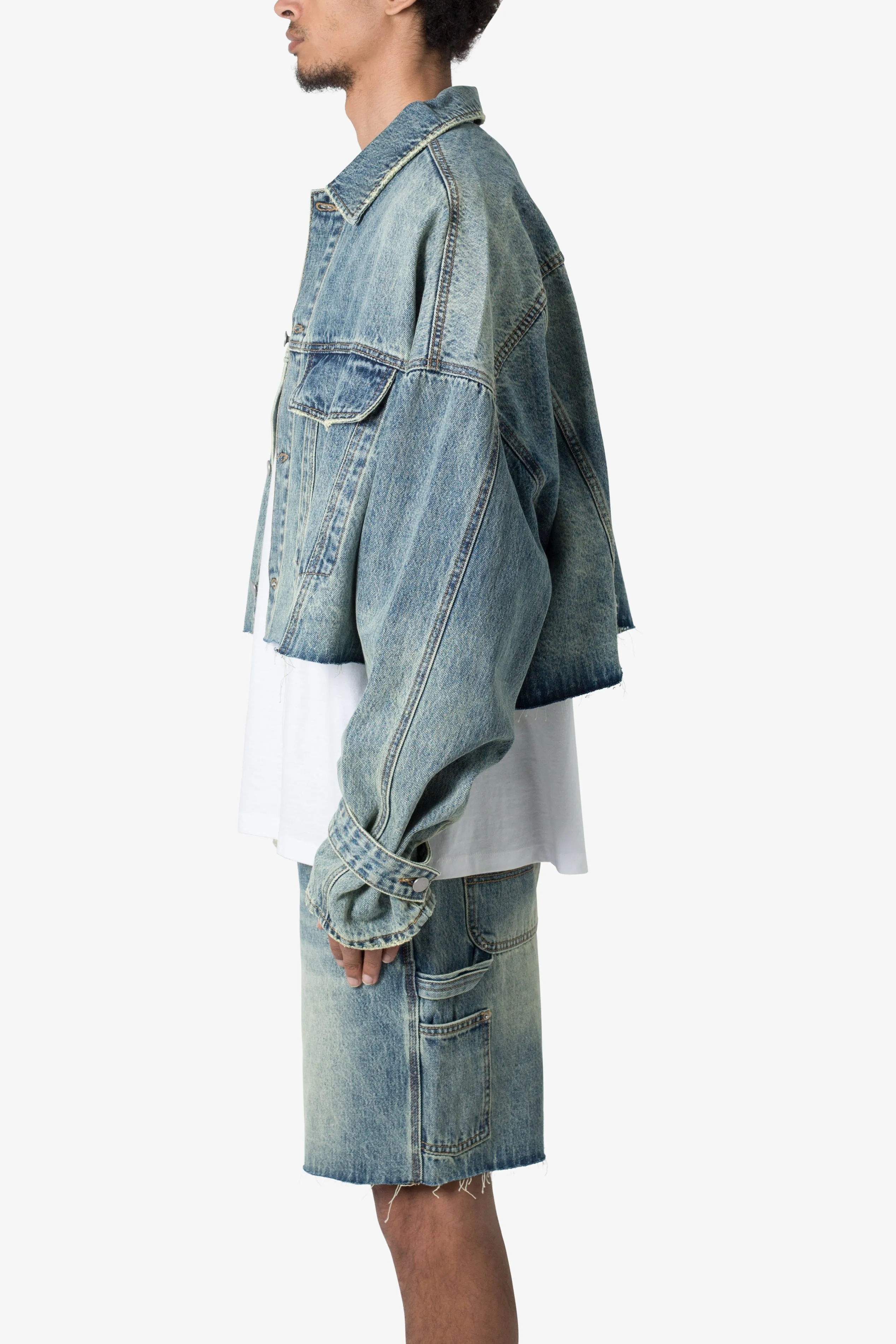 Frayed Denim Jacket - Blue sold by MNML product image thumbnail 5