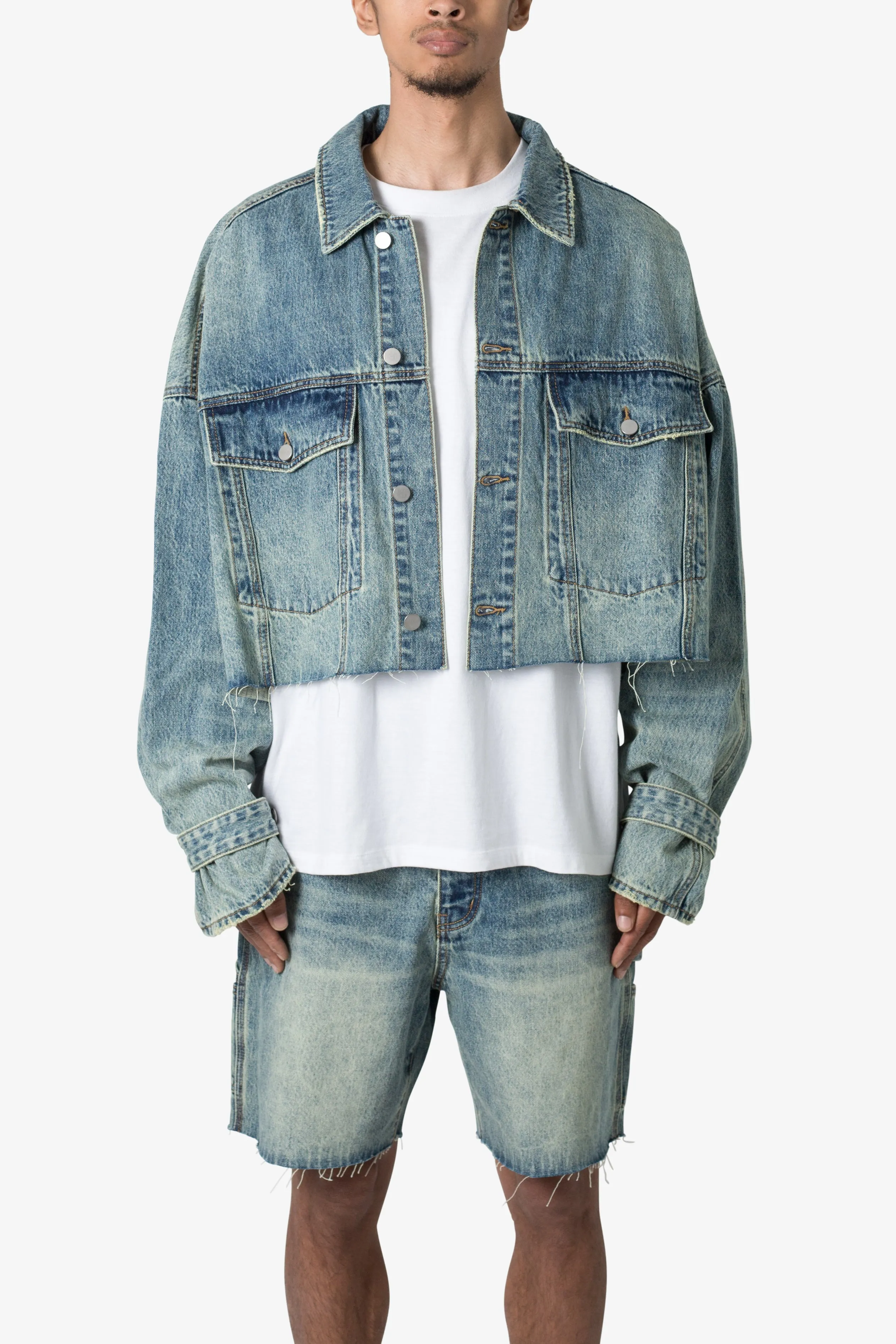 Frayed Denim Jacket - Blue sold by MNML product image thumbnail 3