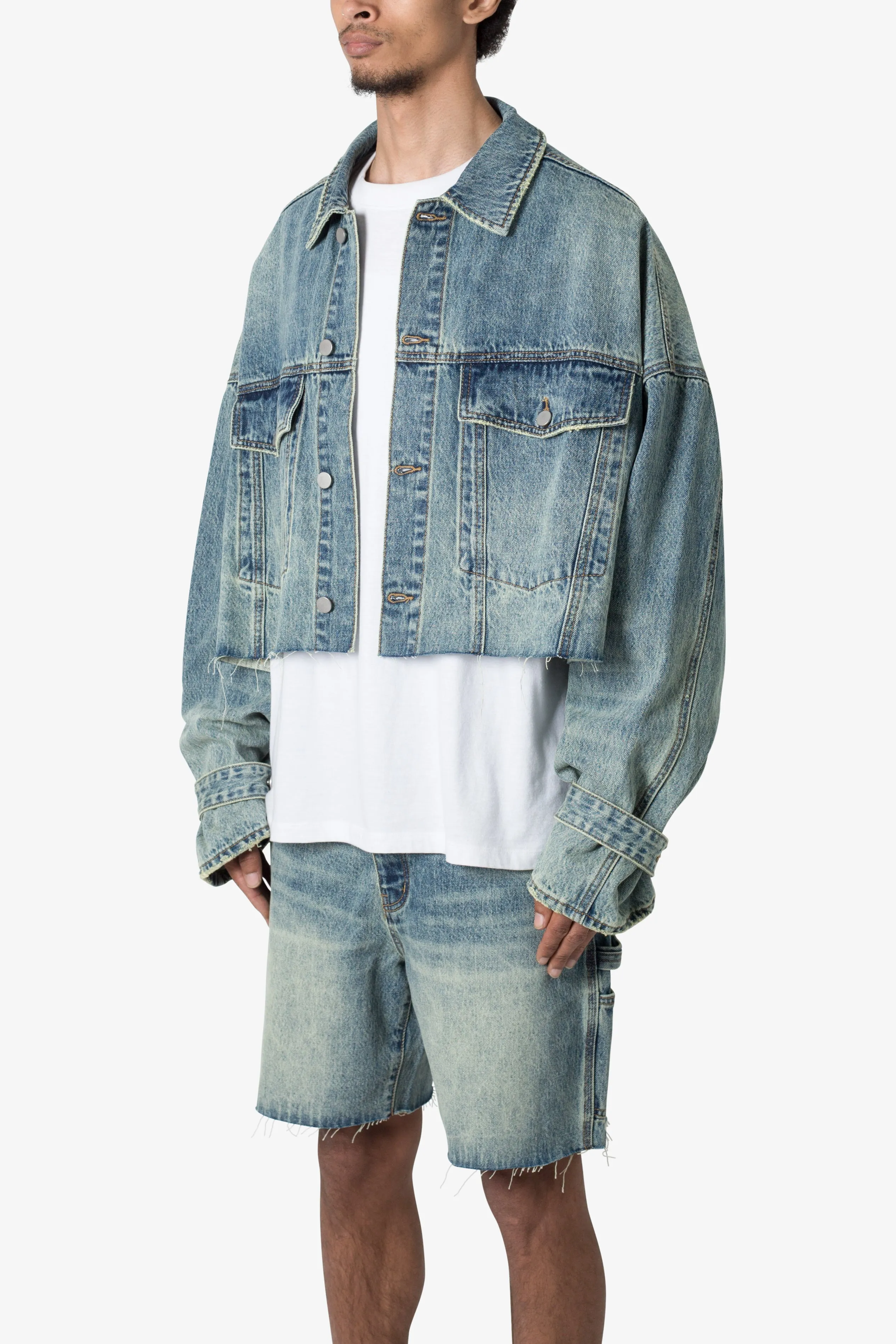 Frayed Denim Jacket - Blue sold by MNML product image thumbnail 4
